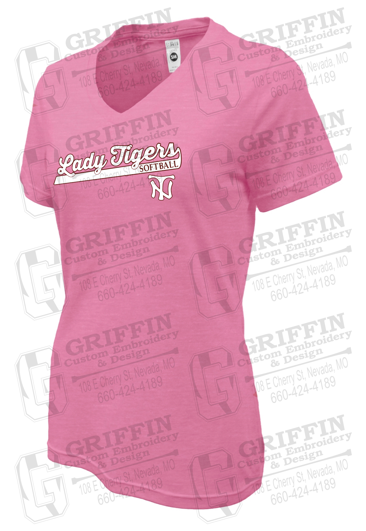 Womens Soft-Tek V-Neck T-Shirt - Softball - Nevada Tigers 26-B