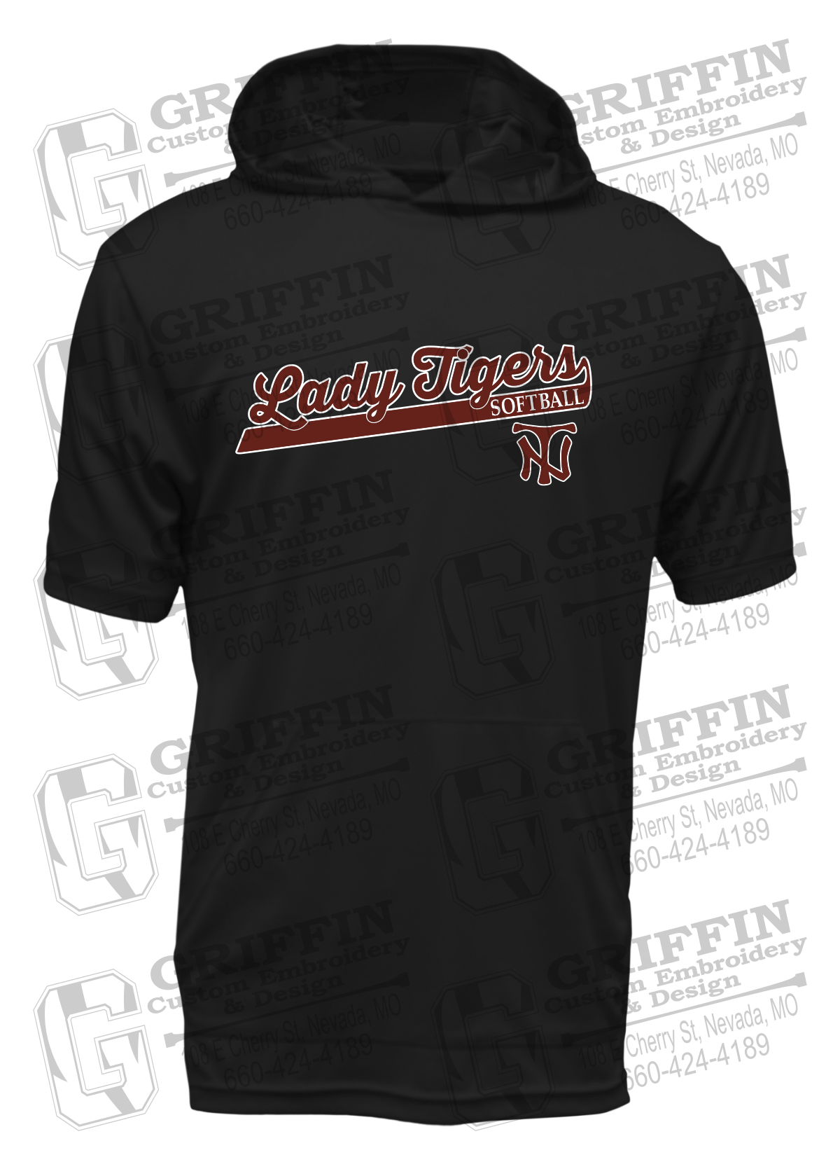 Dry-Fit Short Sleeve T-Shirt Hoodie - Softball - Nevada Tigers 26-B
