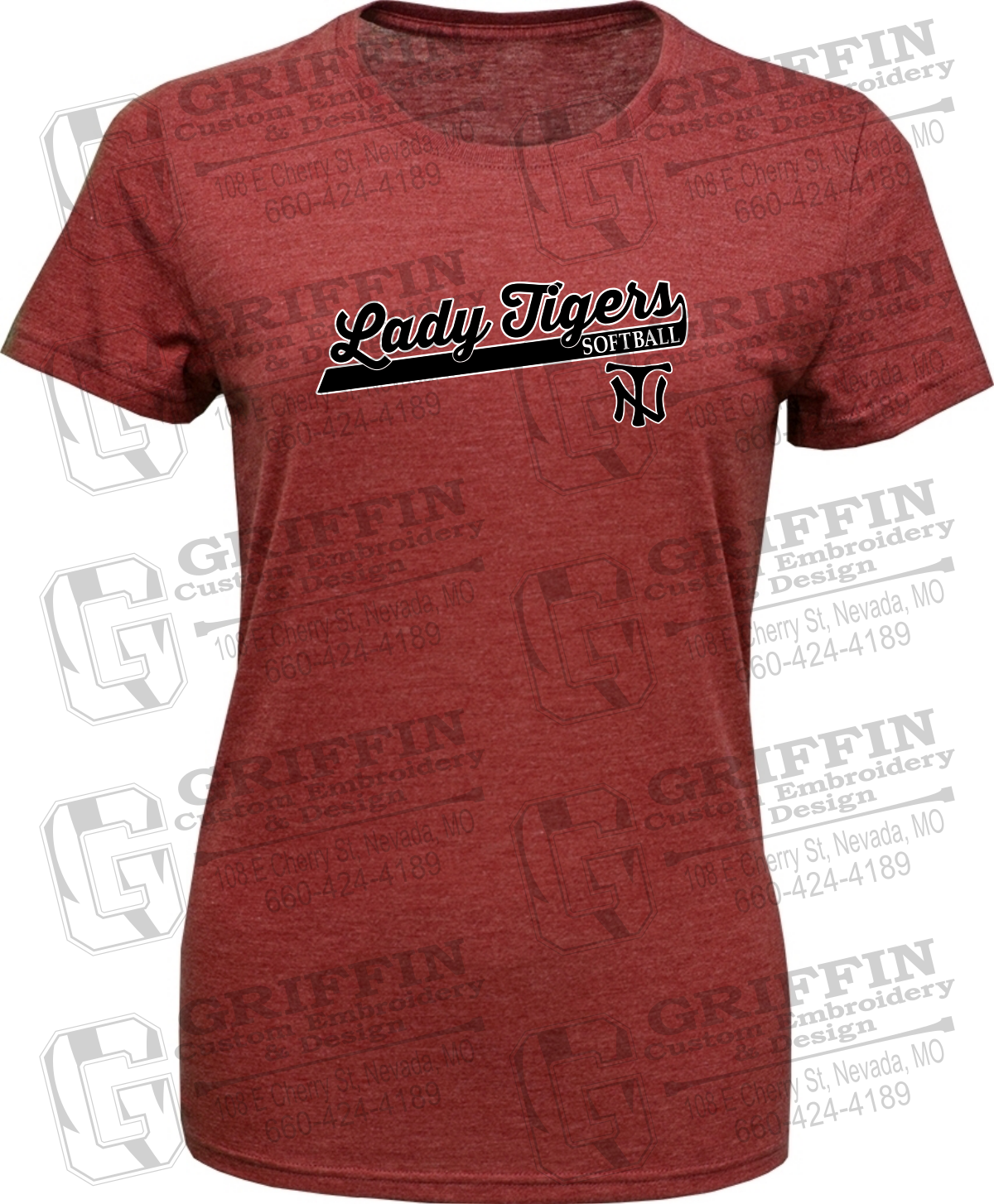 Womens Tri-Blend T-Shirt - Softball - Nevada Tigers 26-B
