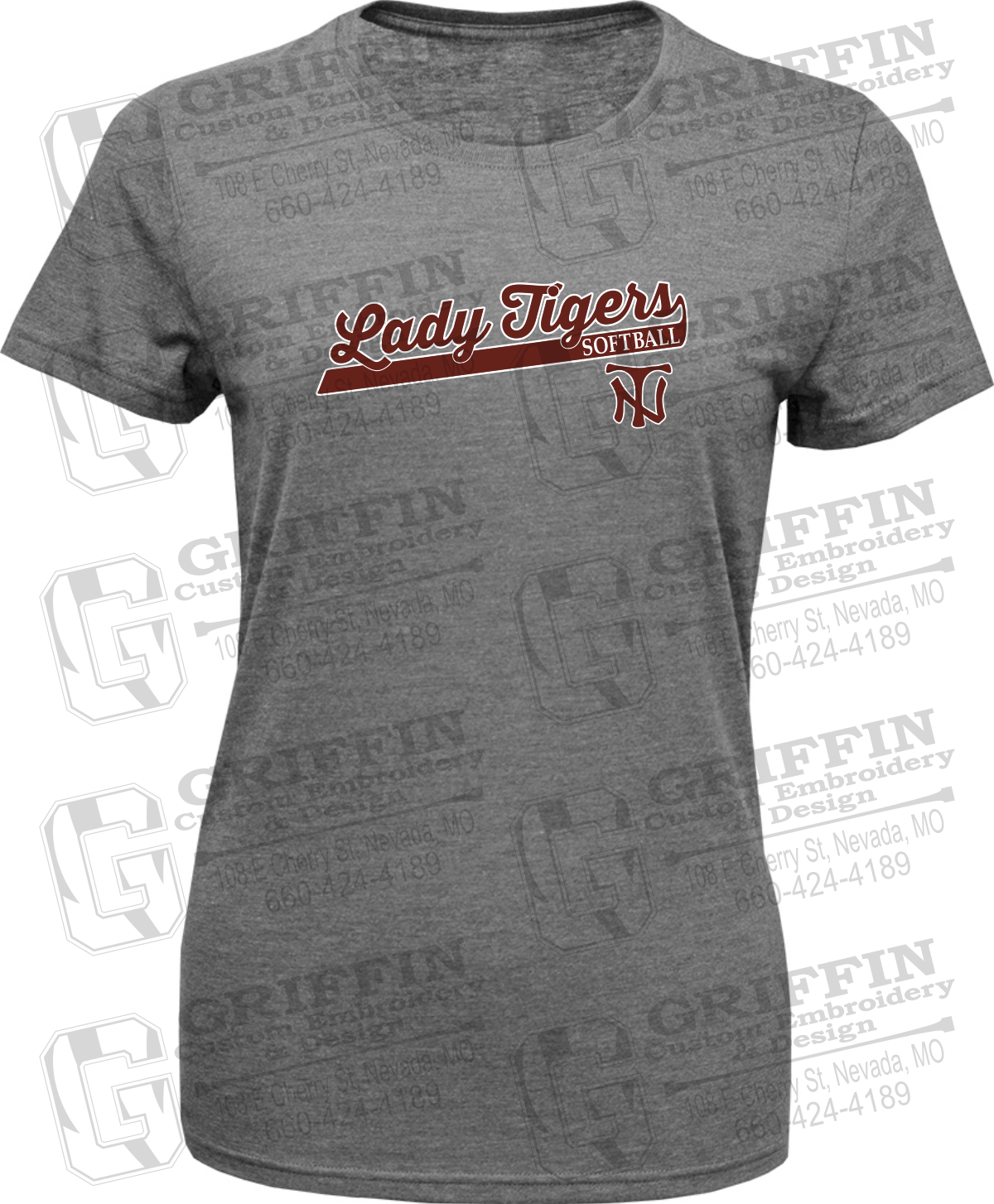 Womens Tri-Blend T-Shirt - Softball - Nevada Tigers 26-B