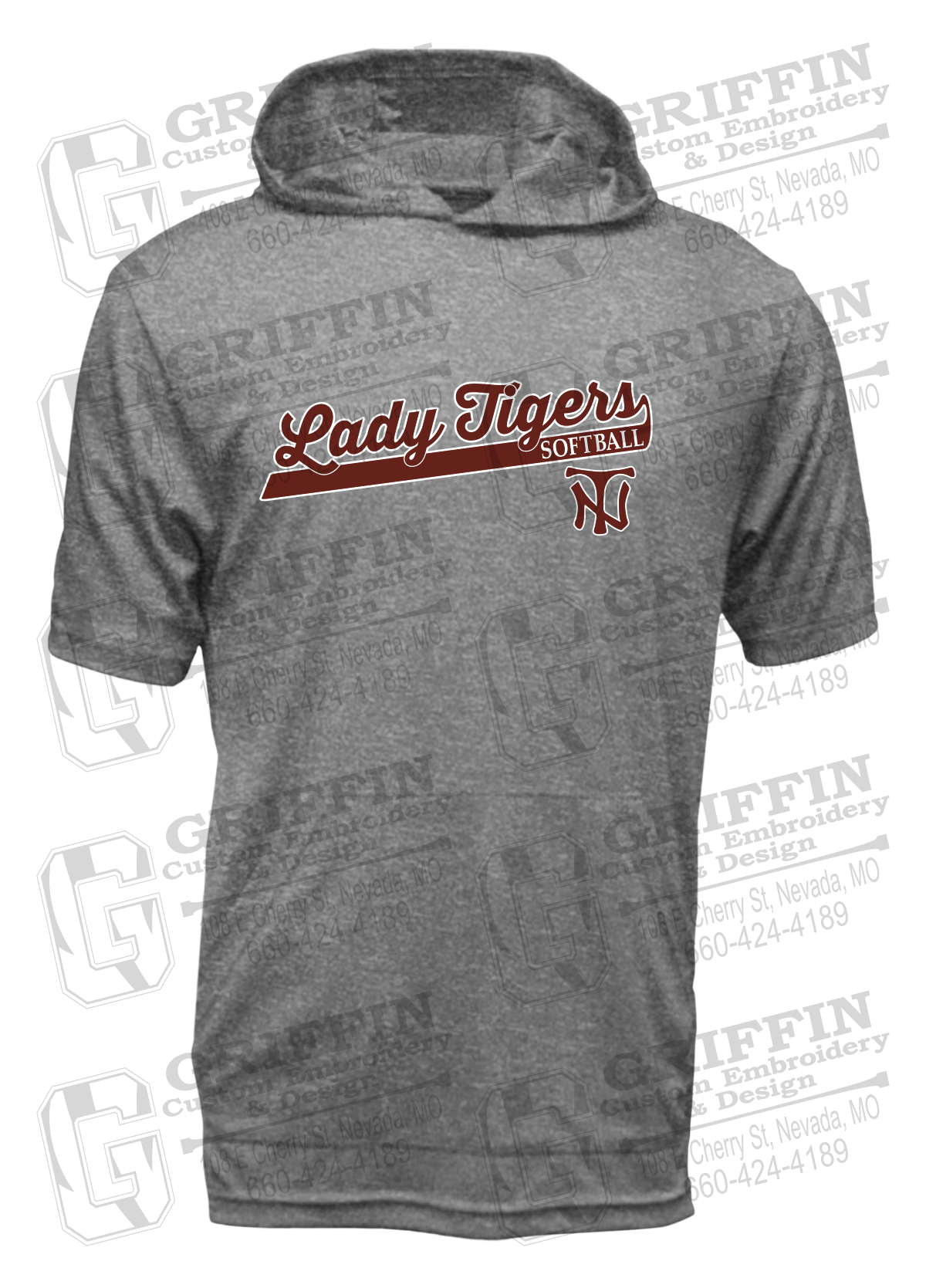 Dry-Fit Short Sleeve T-Shirt Hoodie - Softball - Nevada Tigers 26-B