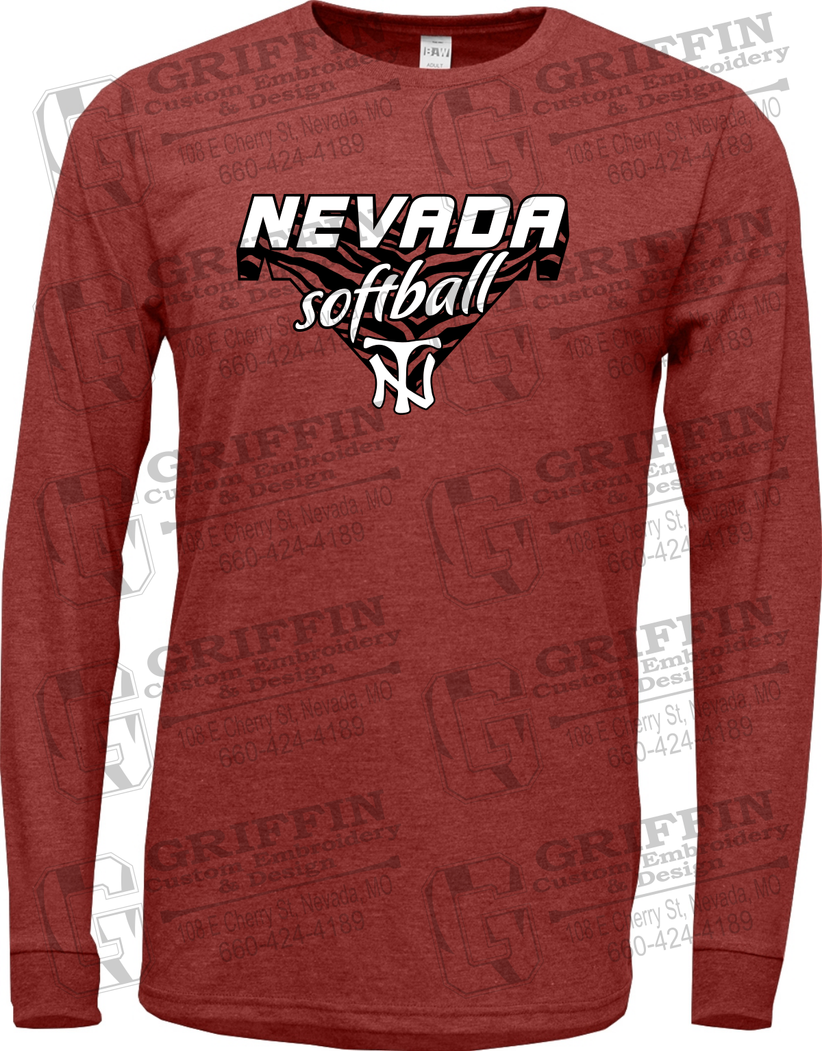 Soft-Tek Long Sleeve T-Shirt - Softball - Nevada Tigers 26-C
