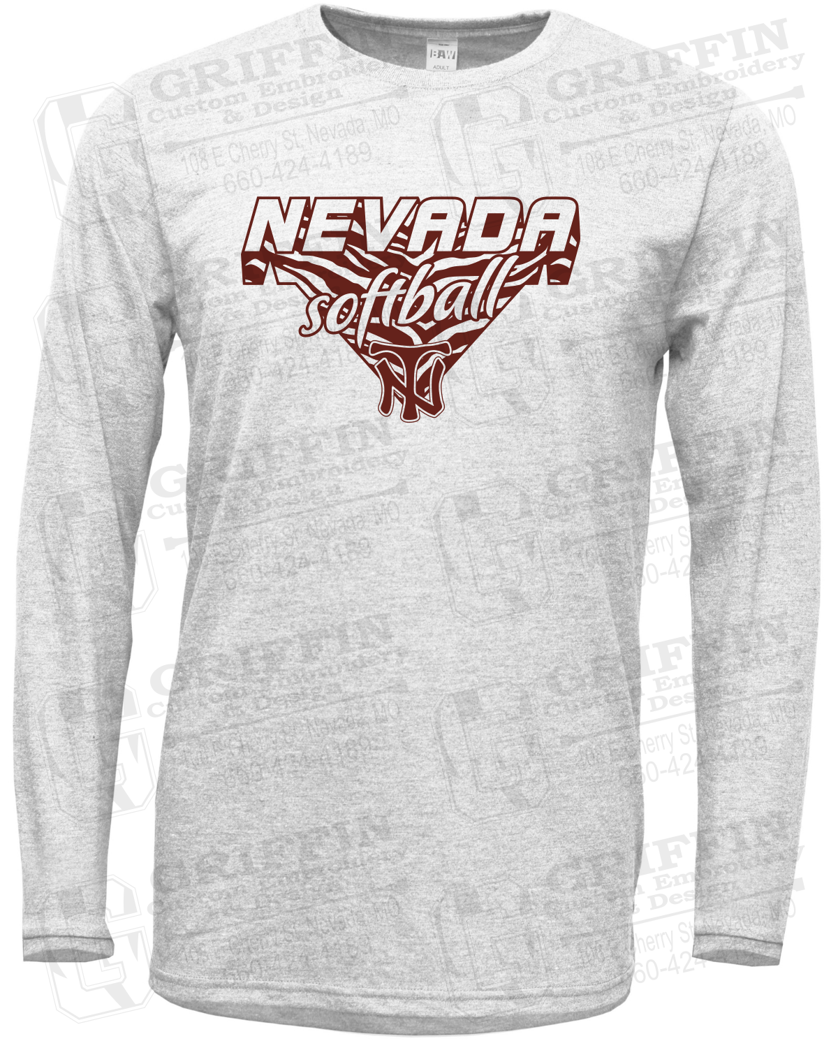 Soft-Tek Long Sleeve T-Shirt - Softball - Nevada Tigers 26-C