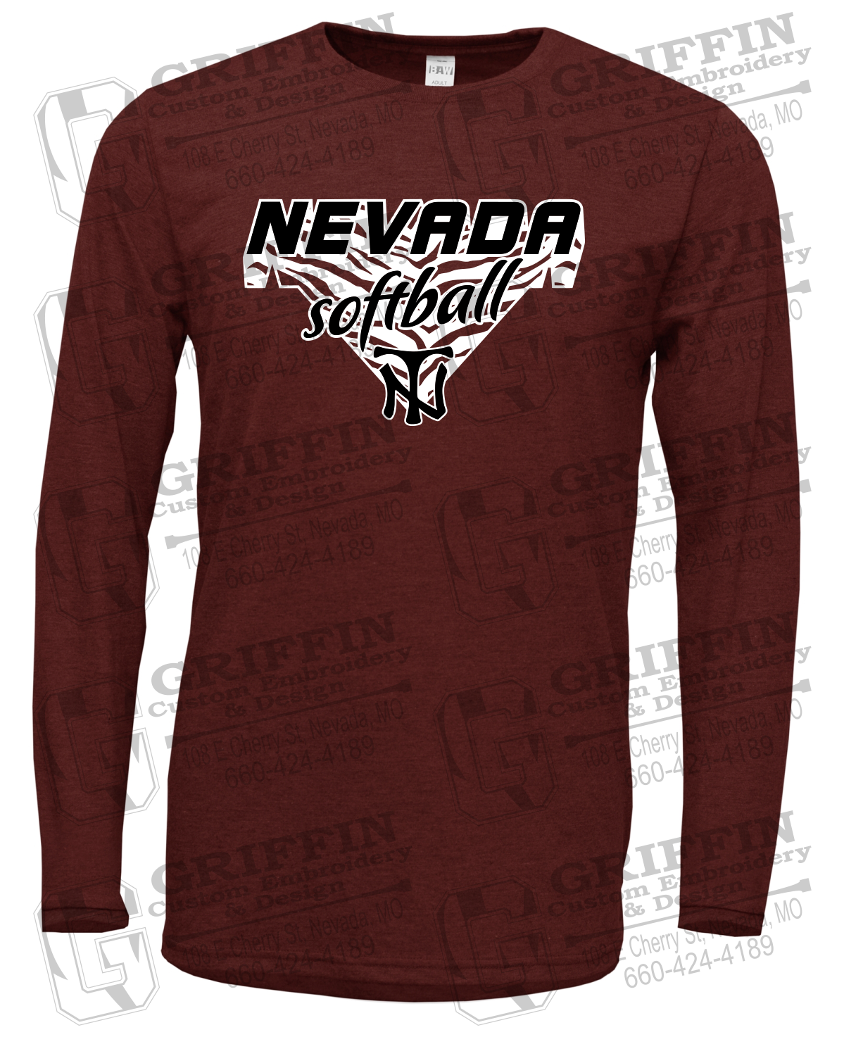 Soft-Tek Long Sleeve T-Shirt - Softball - Nevada Tigers 26-C