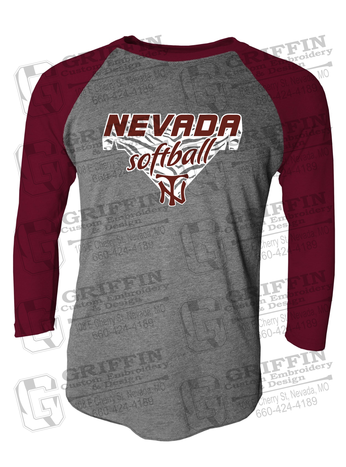 Tri-Blend Raglan Sleeve T-Shirt - Softball - Nevada Tigers 26-C
