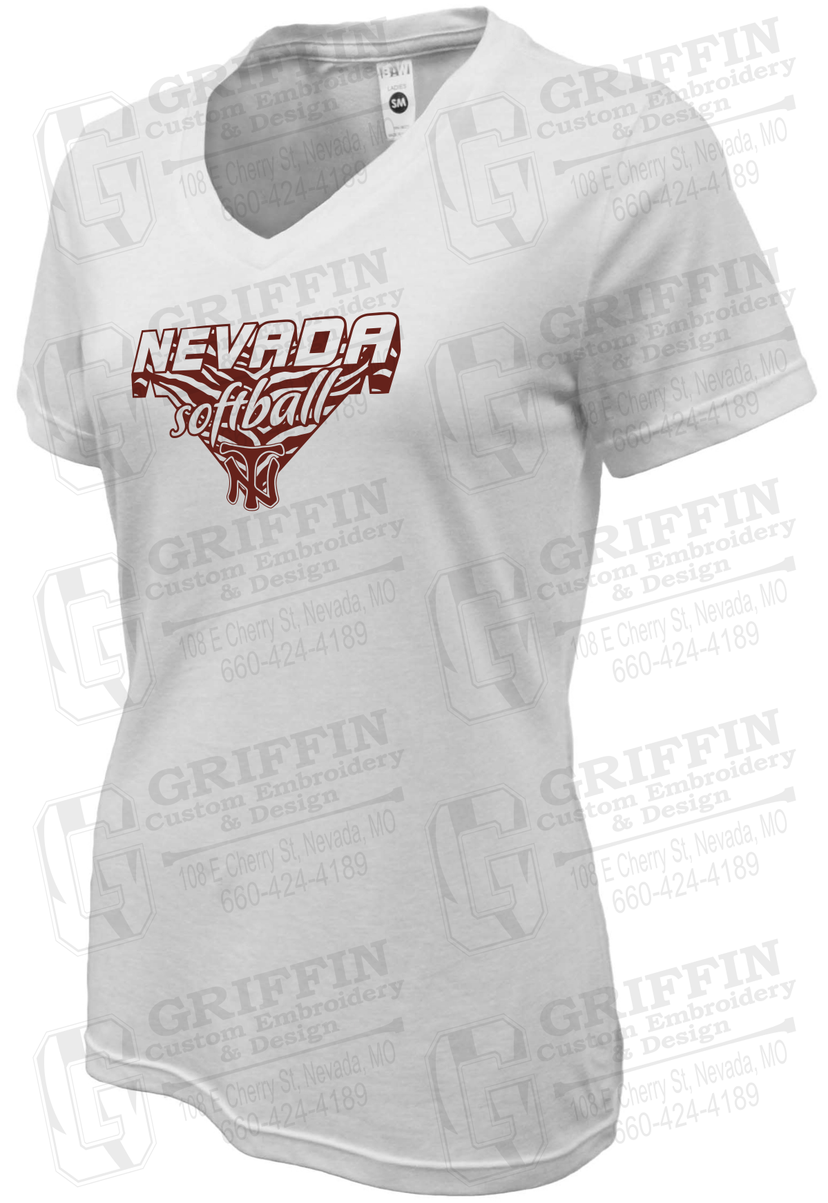 Womens Soft-Tek V-Neck T-Shirt - Softball - Nevada Tigers 26-C