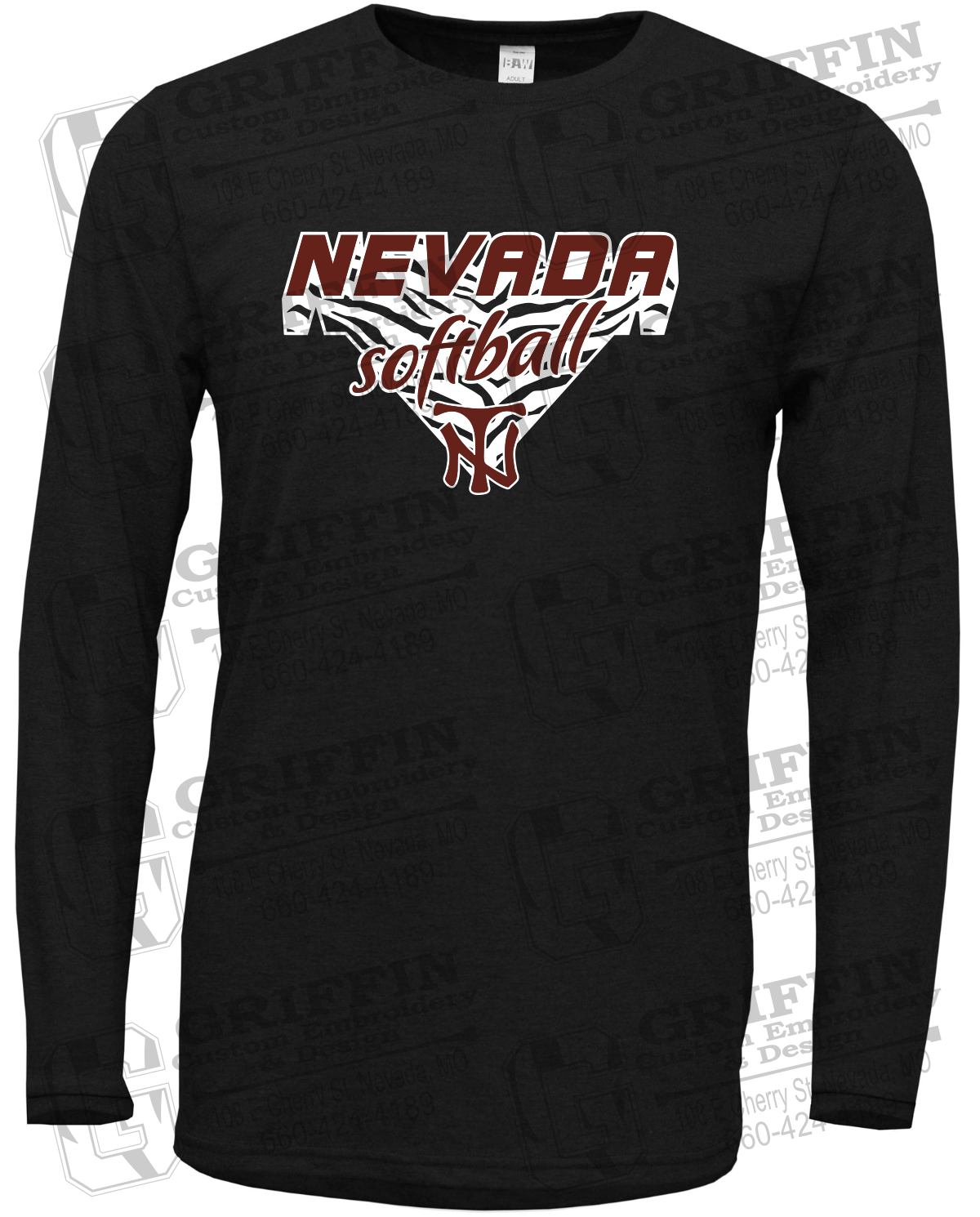Soft-Tek Long Sleeve T-Shirt - Softball - Nevada Tigers 26-C