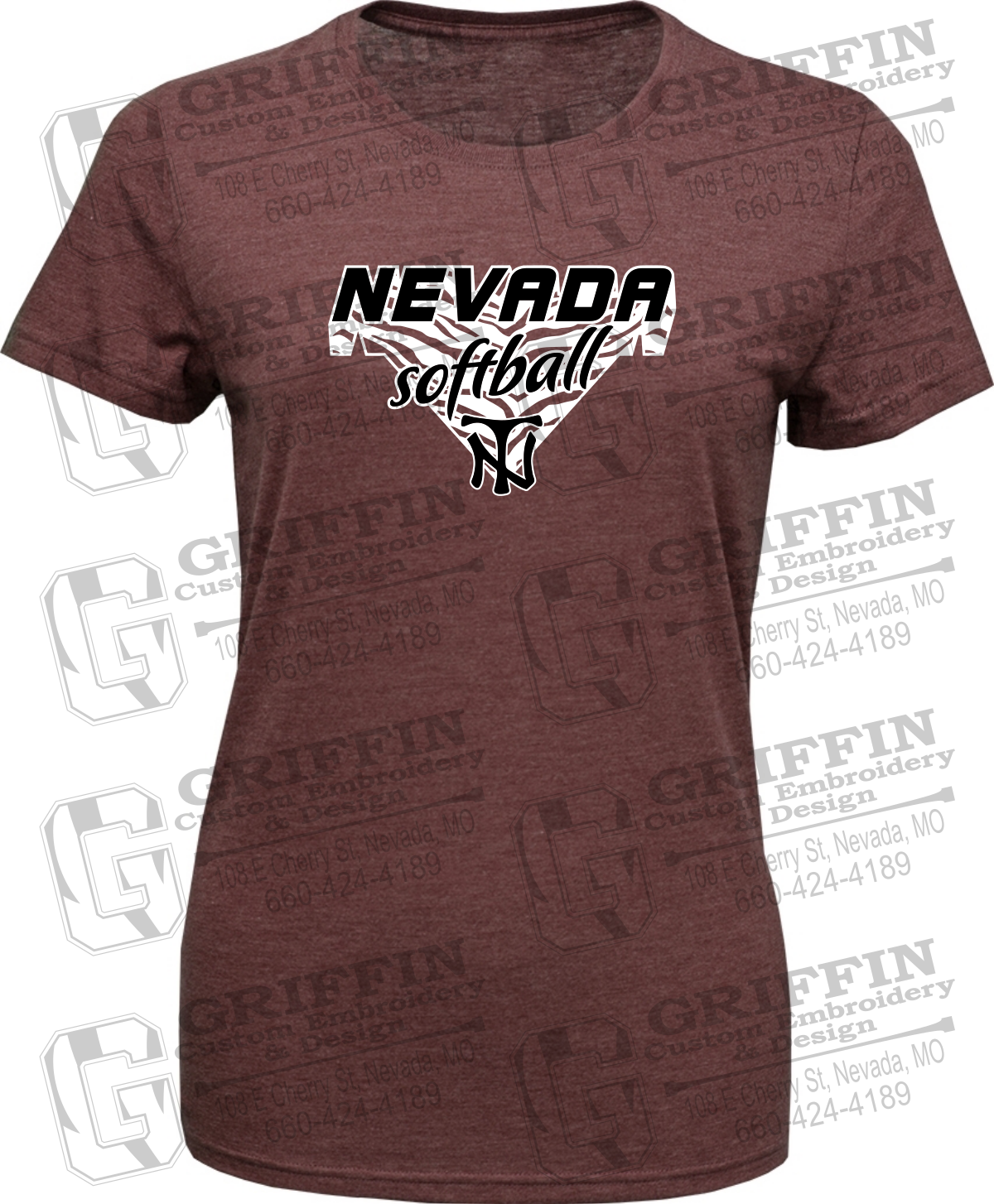 Womens Tri-Blend T-Shirt - Softball - Nevada Tigers 26-C