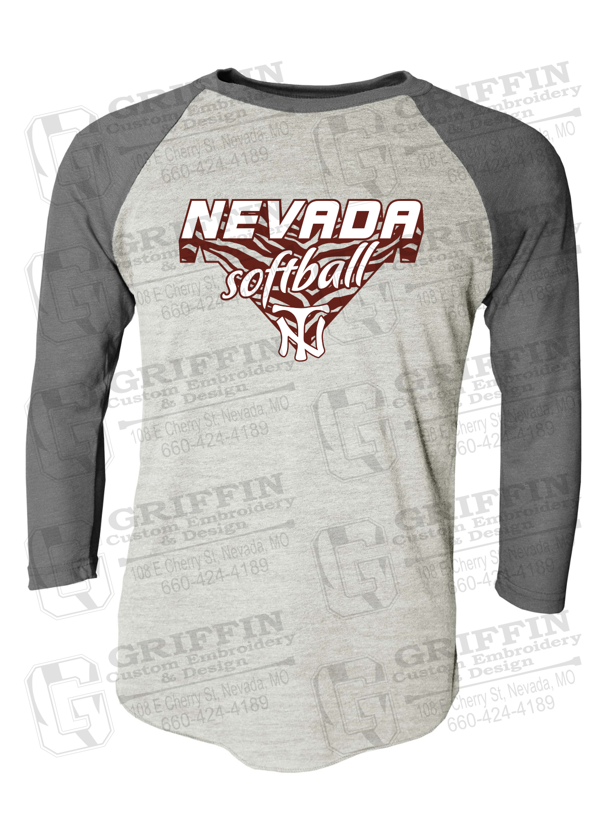 Tri-Blend Raglan Sleeve T-Shirt - Softball - Nevada Tigers 26-C