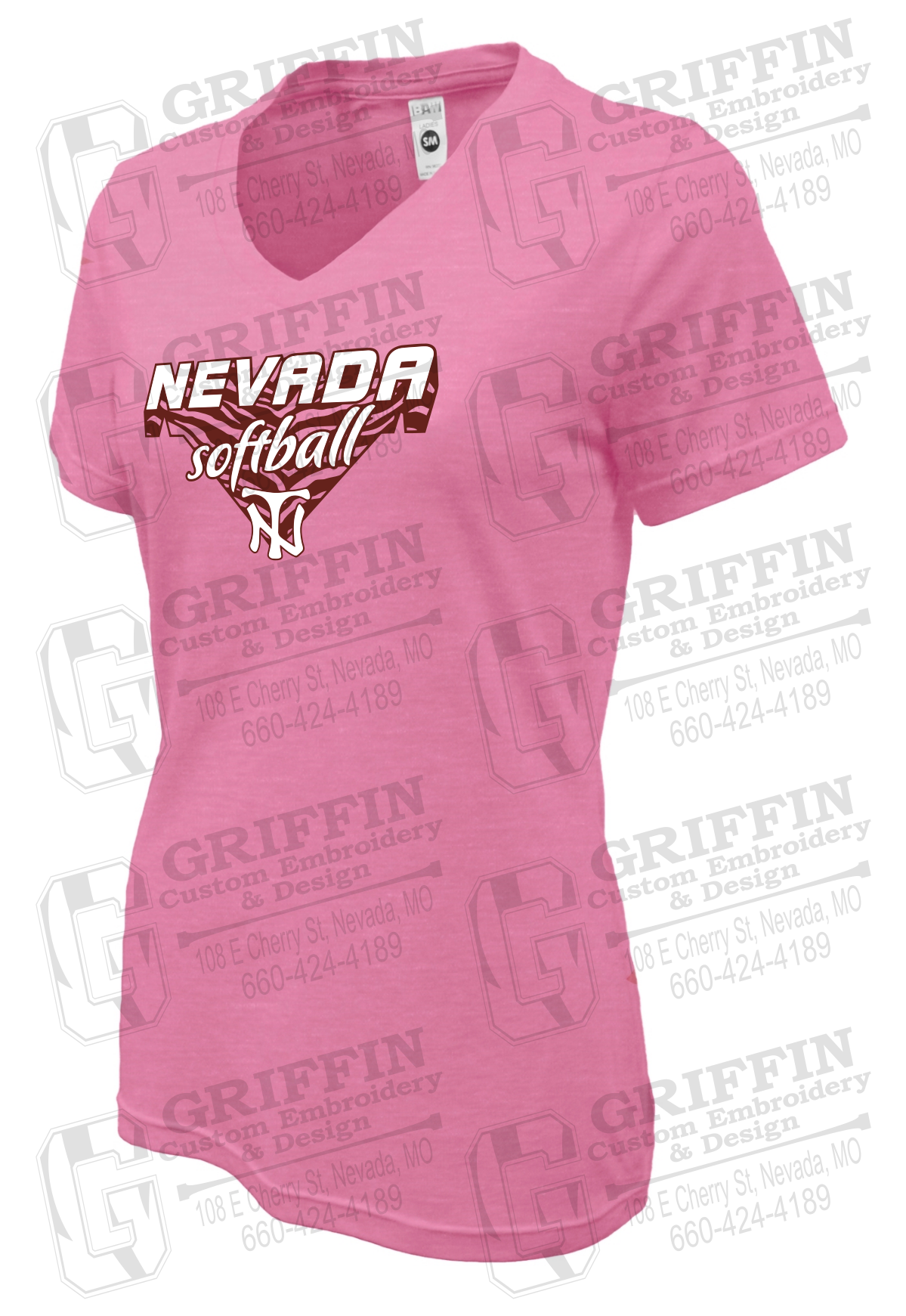 Womens Soft-Tek V-Neck T-Shirt - Softball - Nevada Tigers 26-C