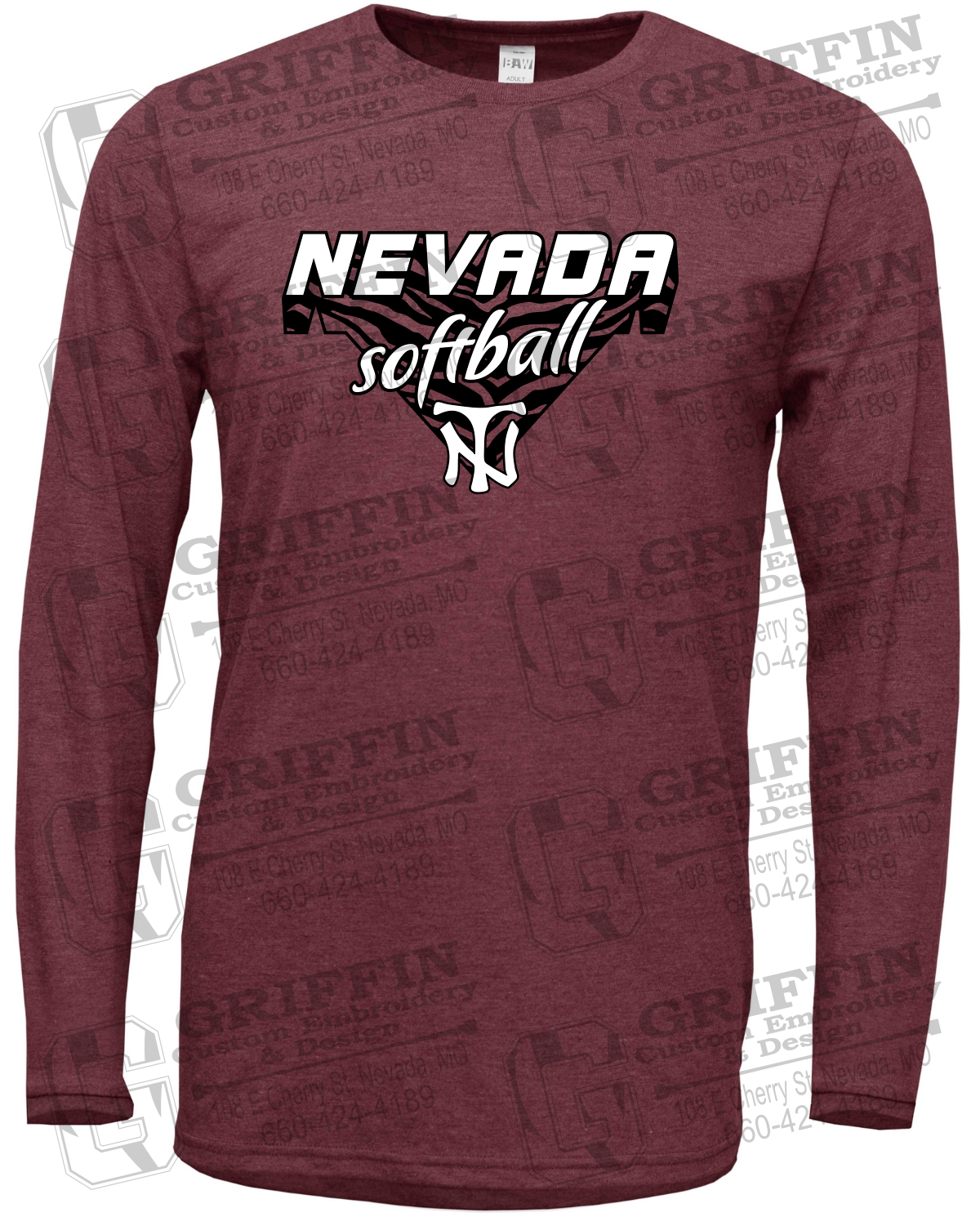 Soft-Tek Long Sleeve T-Shirt - Softball - Nevada Tigers 26-C