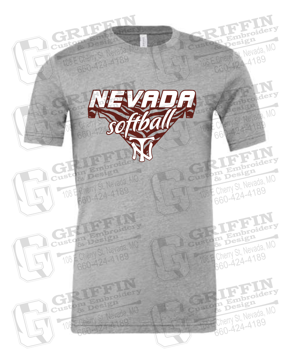Cotton Short Sleeve T-Shirt - Softball - Nevada Tigers 26-C