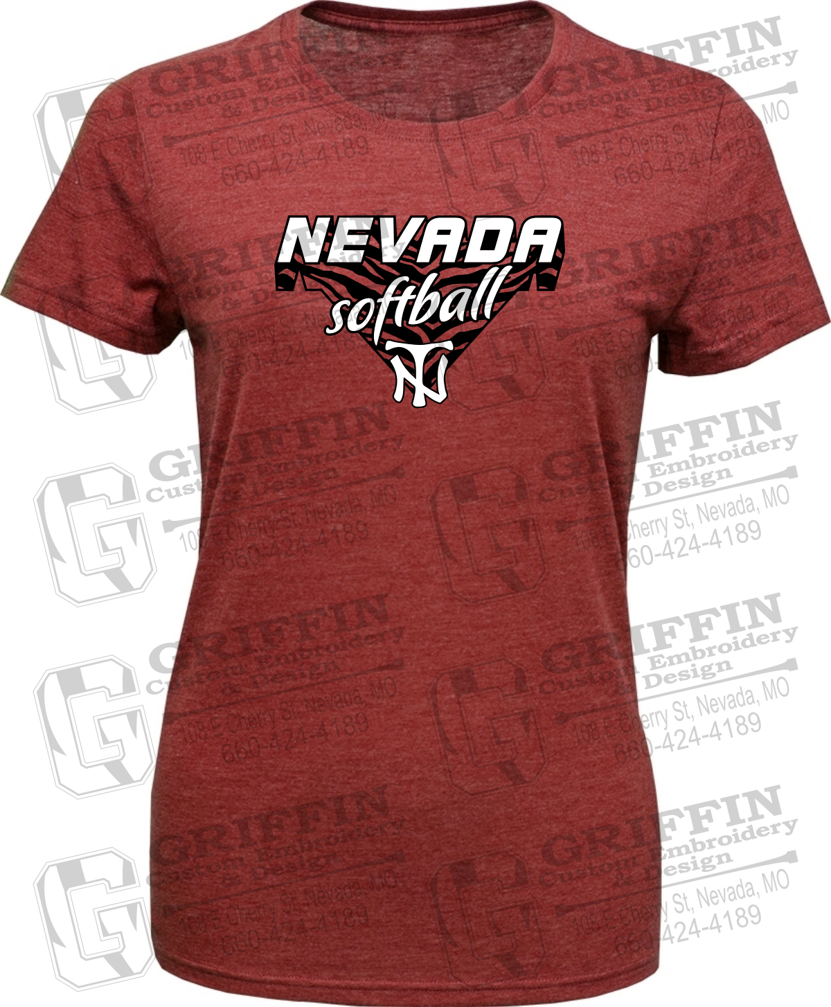 Womens Tri-Blend T-Shirt - Softball - Nevada Tigers 26-C