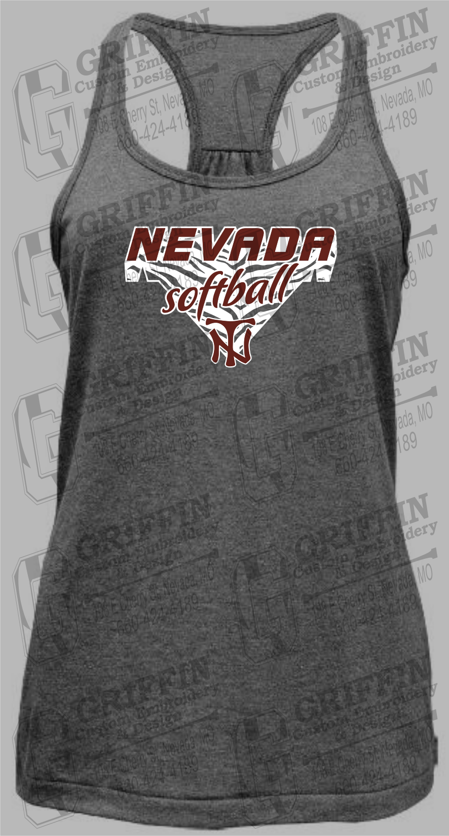 Womens Tri-Blend Tank Top - Softball - Nevada Tigers 26-C