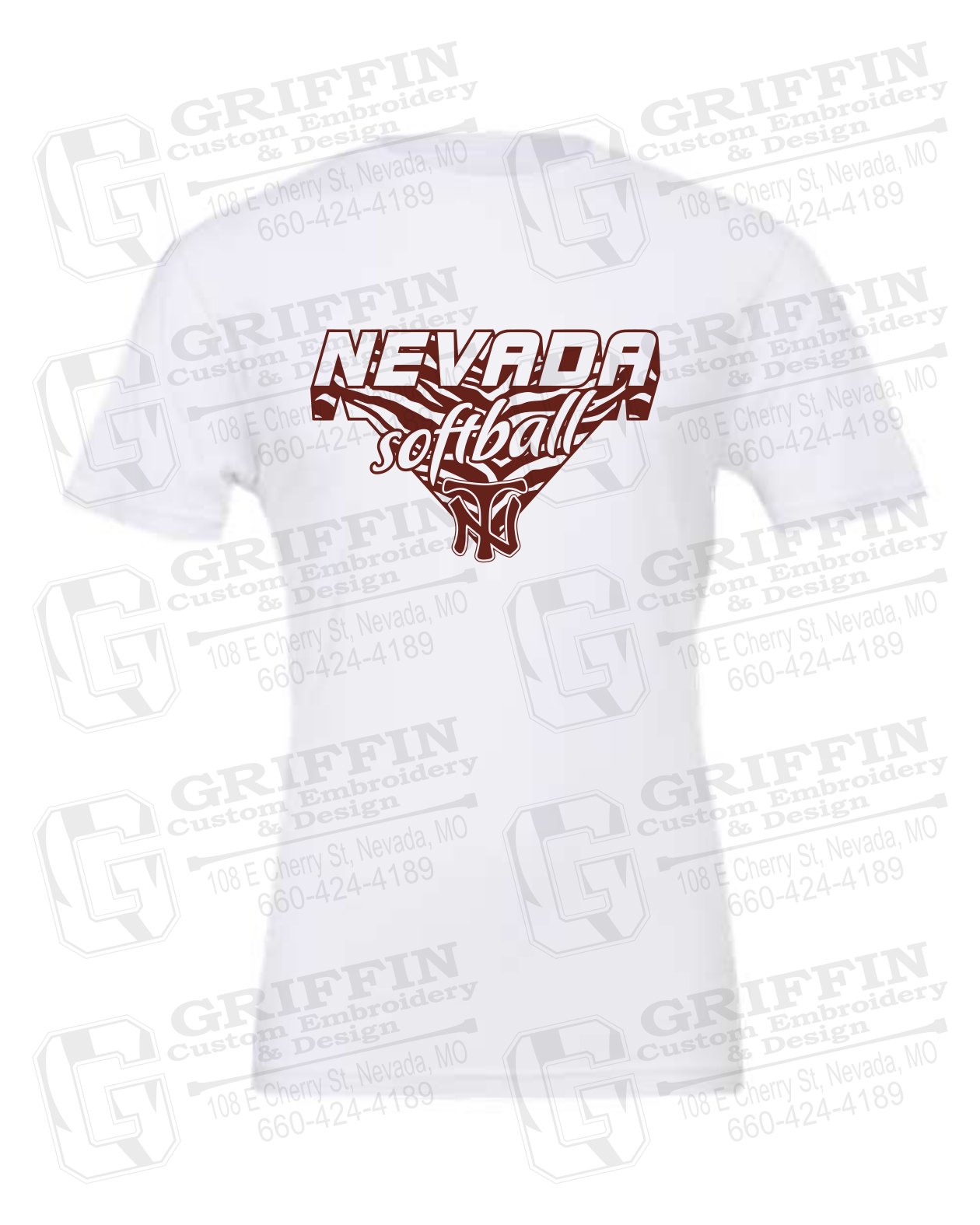 Cotton Short Sleeve T-Shirt - Softball - Nevada Tigers 26-C