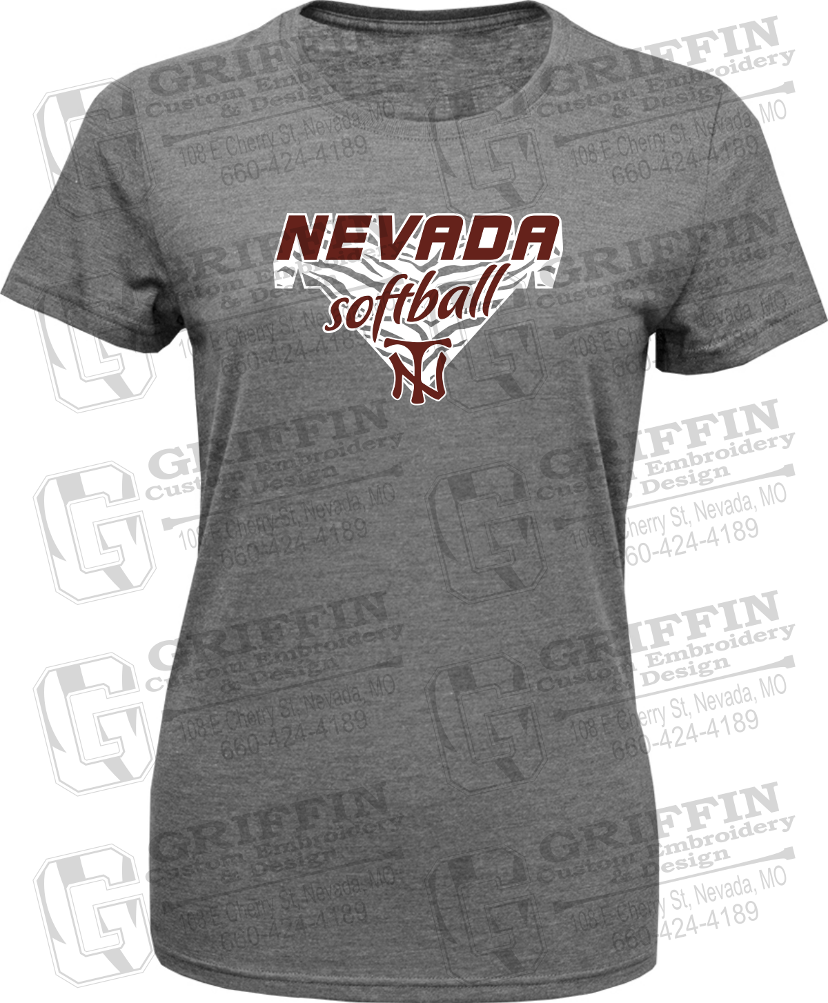Womens Tri-Blend T-Shirt - Softball - Nevada Tigers 26-C