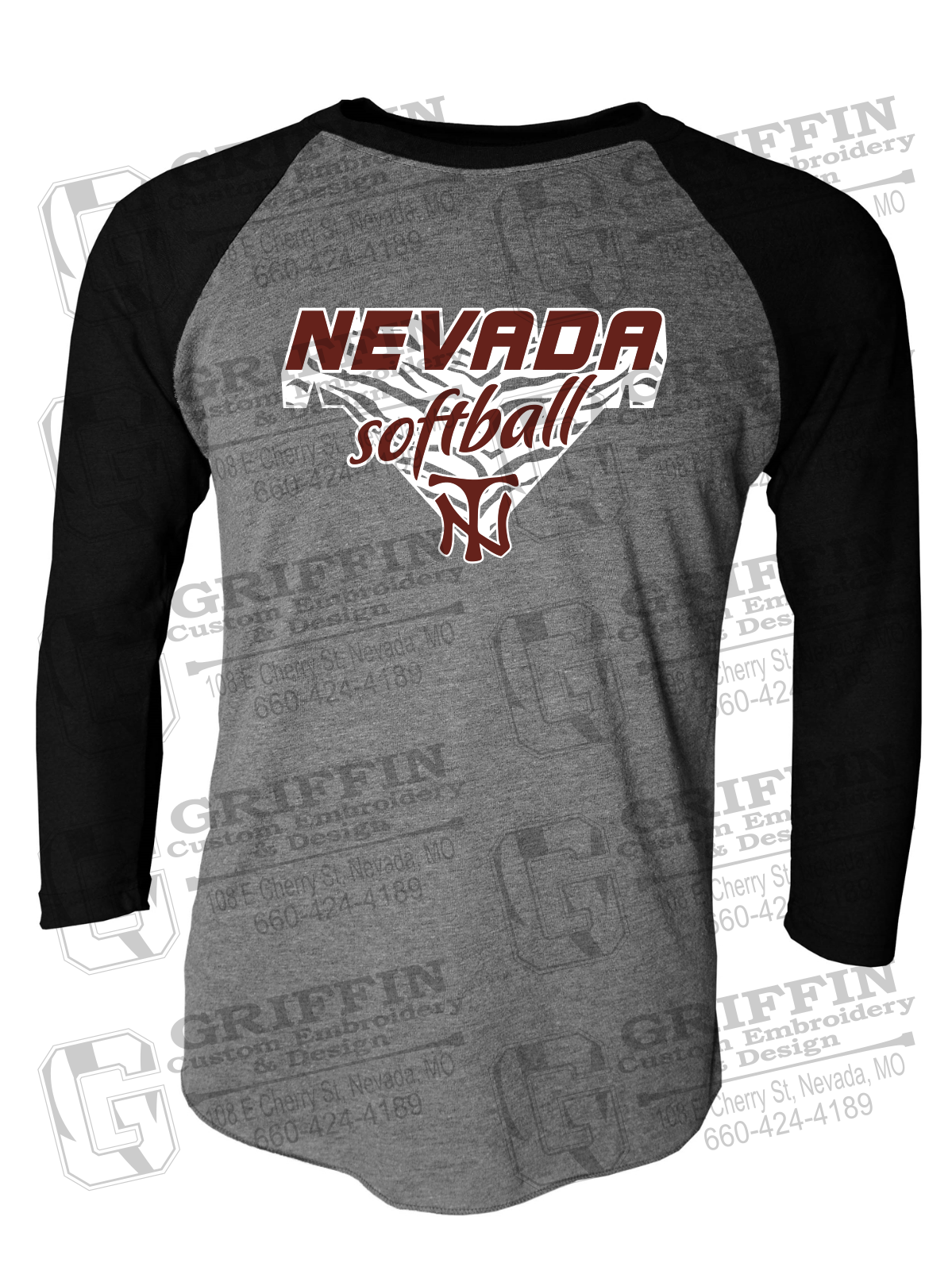 Tri-Blend Raglan Sleeve T-Shirt - Softball - Nevada Tigers 26-C