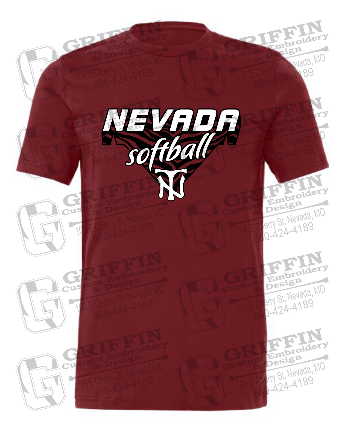 Cotton Short Sleeve T-Shirt - Softball - Nevada Tigers 26-C