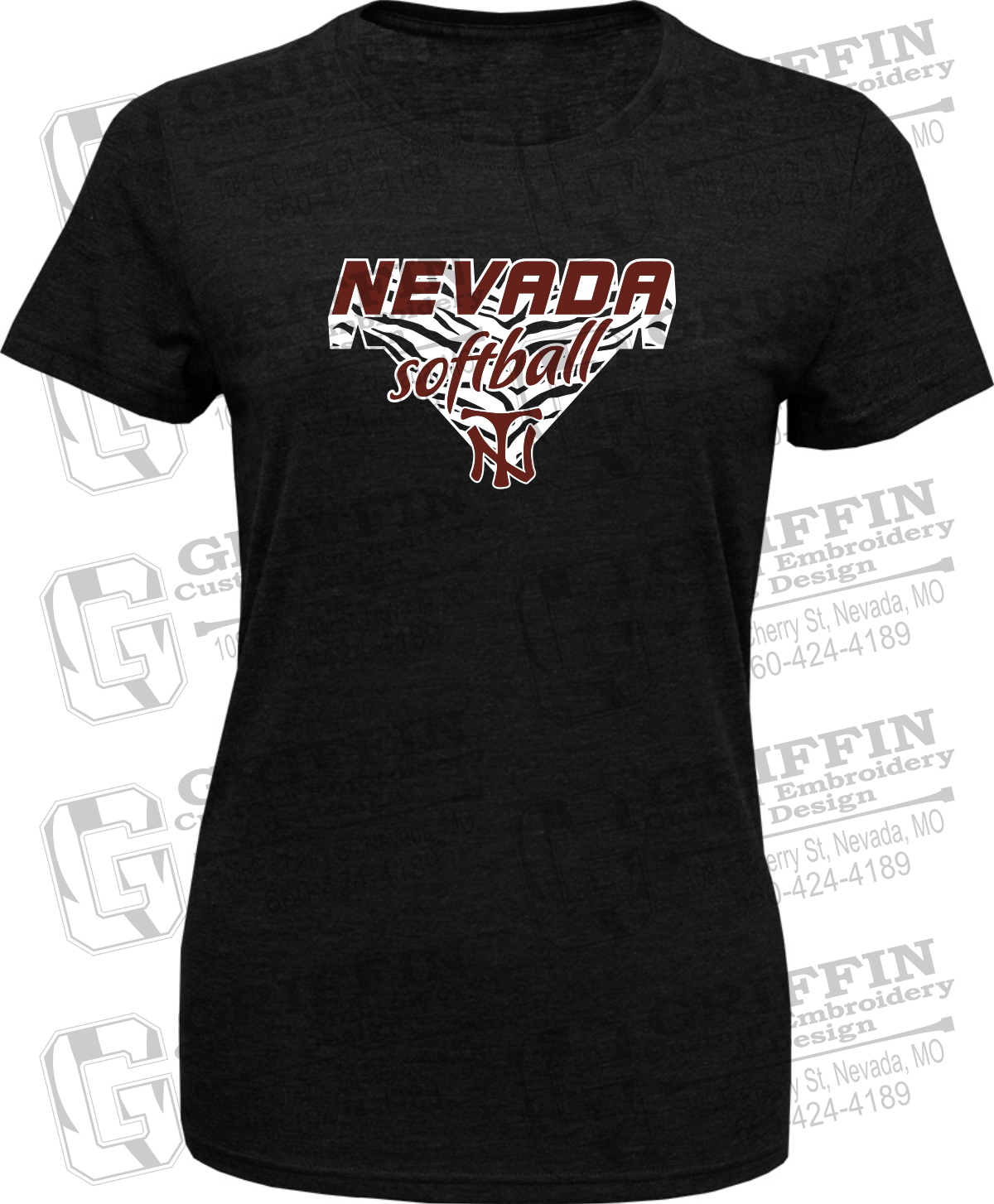 Womens Tri-Blend T-Shirt - Softball - Nevada Tigers 26-C