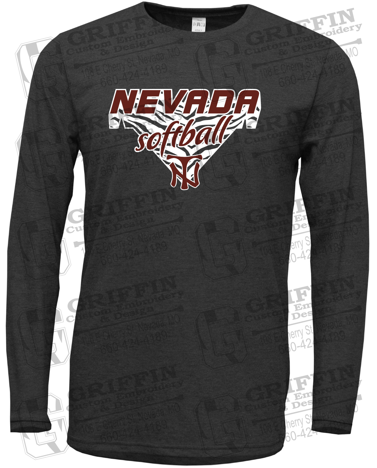 Soft-Tek Long Sleeve T-Shirt - Softball - Nevada Tigers 26-C