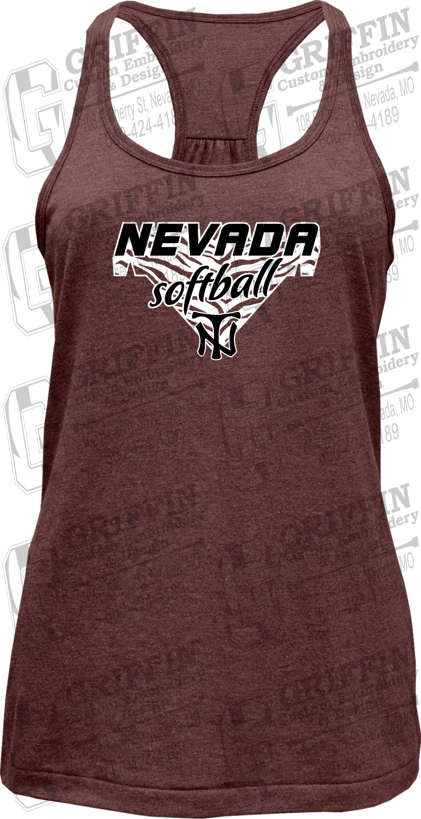 Womens Tri-Blend Tank Top - Softball - Nevada Tigers 26-C