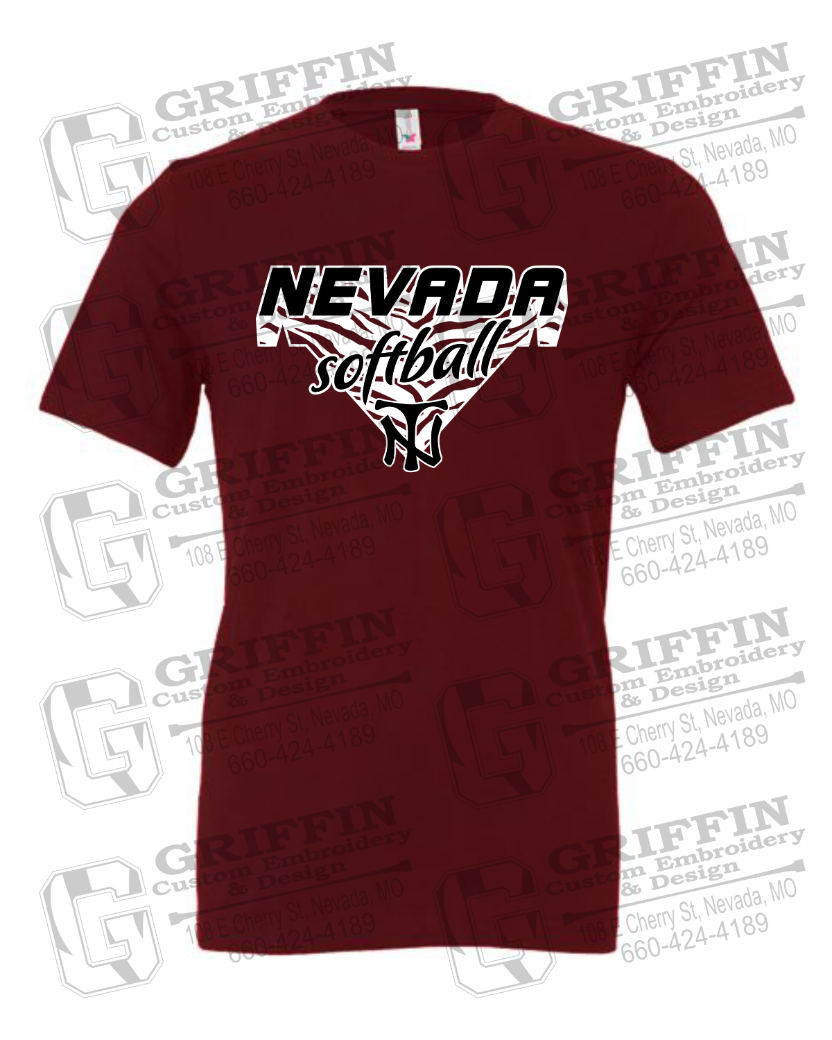 Cotton Short Sleeve T-Shirt - Softball - Nevada Tigers 26-C
