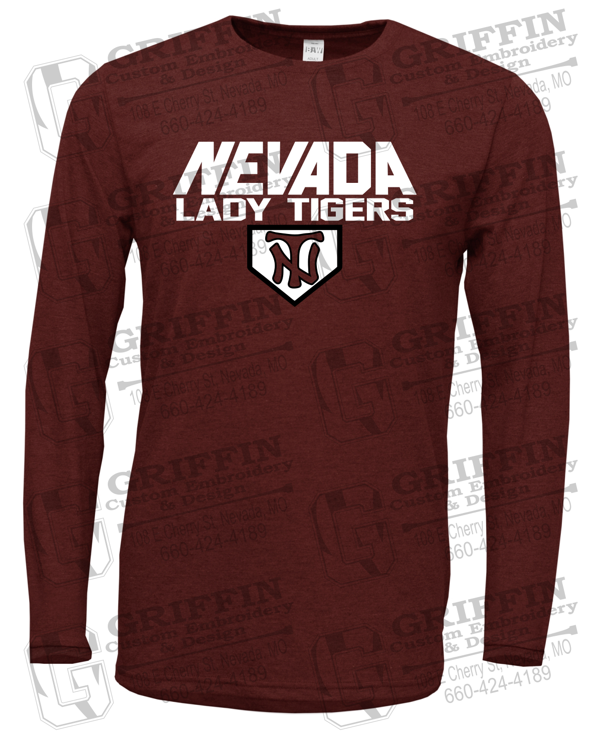 Soft-Tek Long Sleeve T-Shirt - Softball - Nevada Tigers 26-D