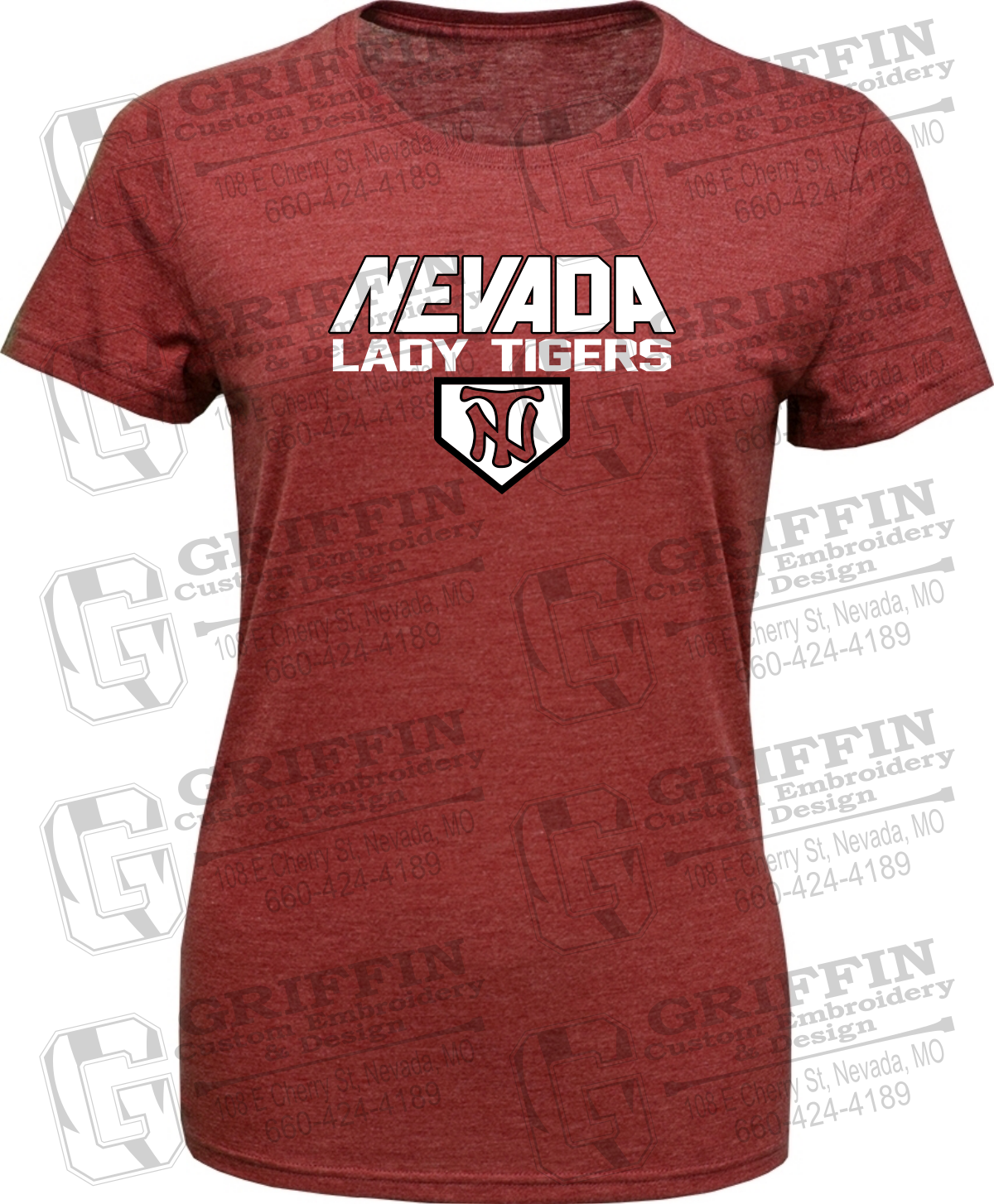 Womens Tri-Blend T-Shirt - Softball - Nevada Tigers 26-D