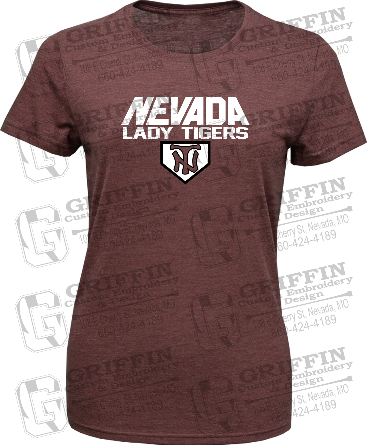 Womens Tri-Blend T-Shirt - Softball - Nevada Tigers 26-D
