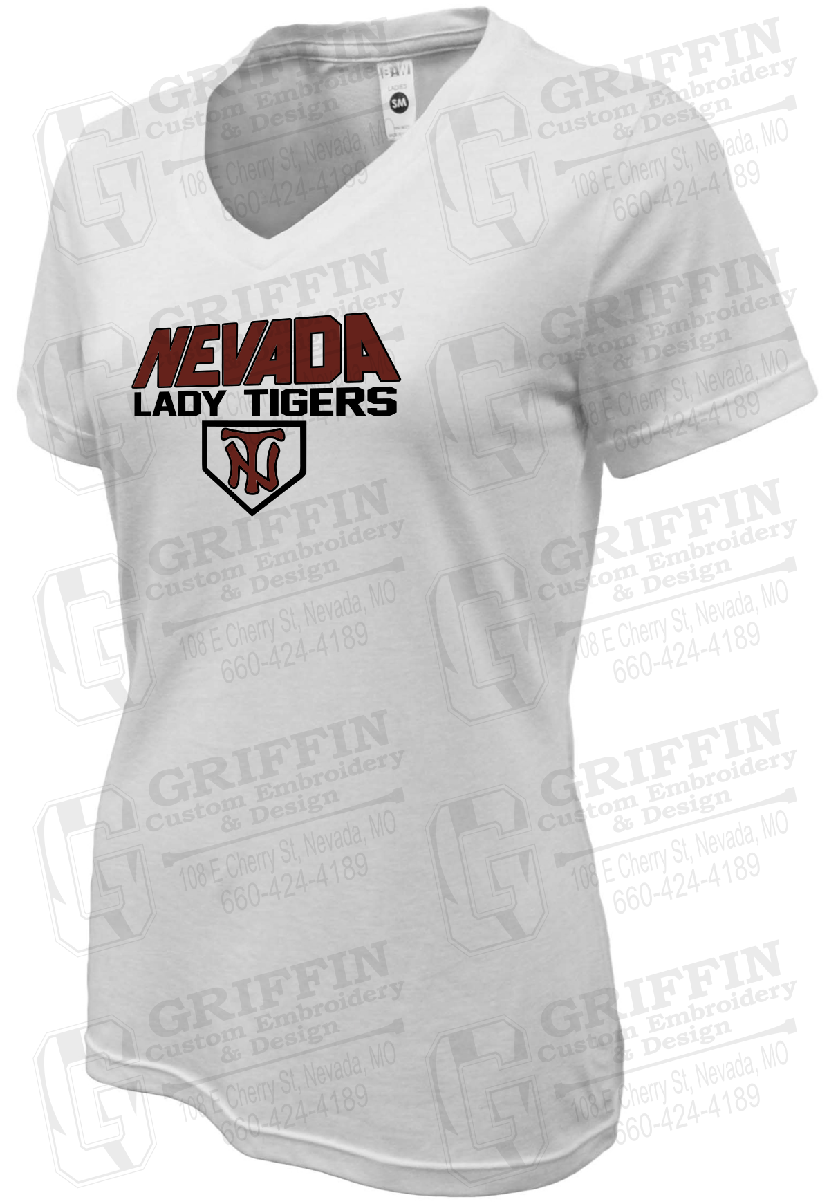 Womens Soft-Tek V-Neck T-Shirt - Softball - Nevada Tigers 26-D