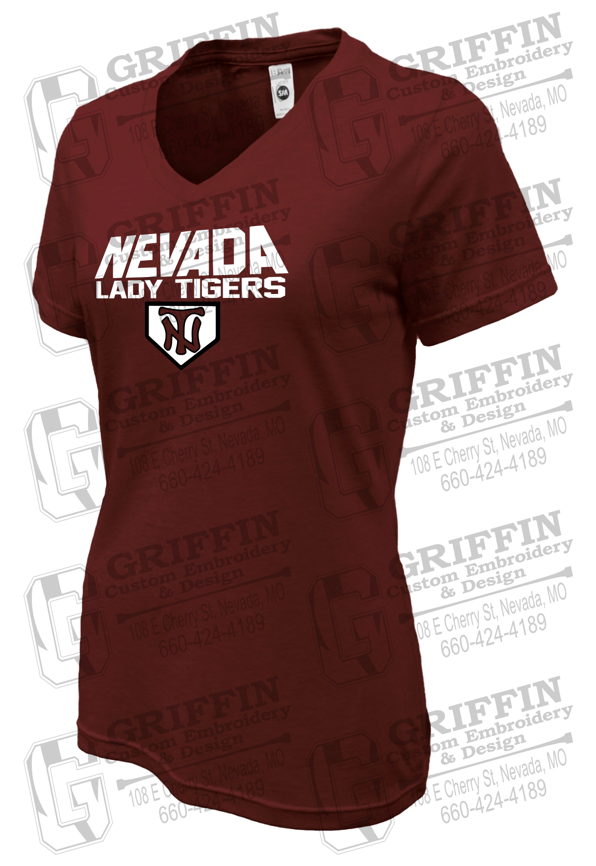 Womens Soft-Tek V-Neck T-Shirt - Softball - Nevada Tigers 26-D