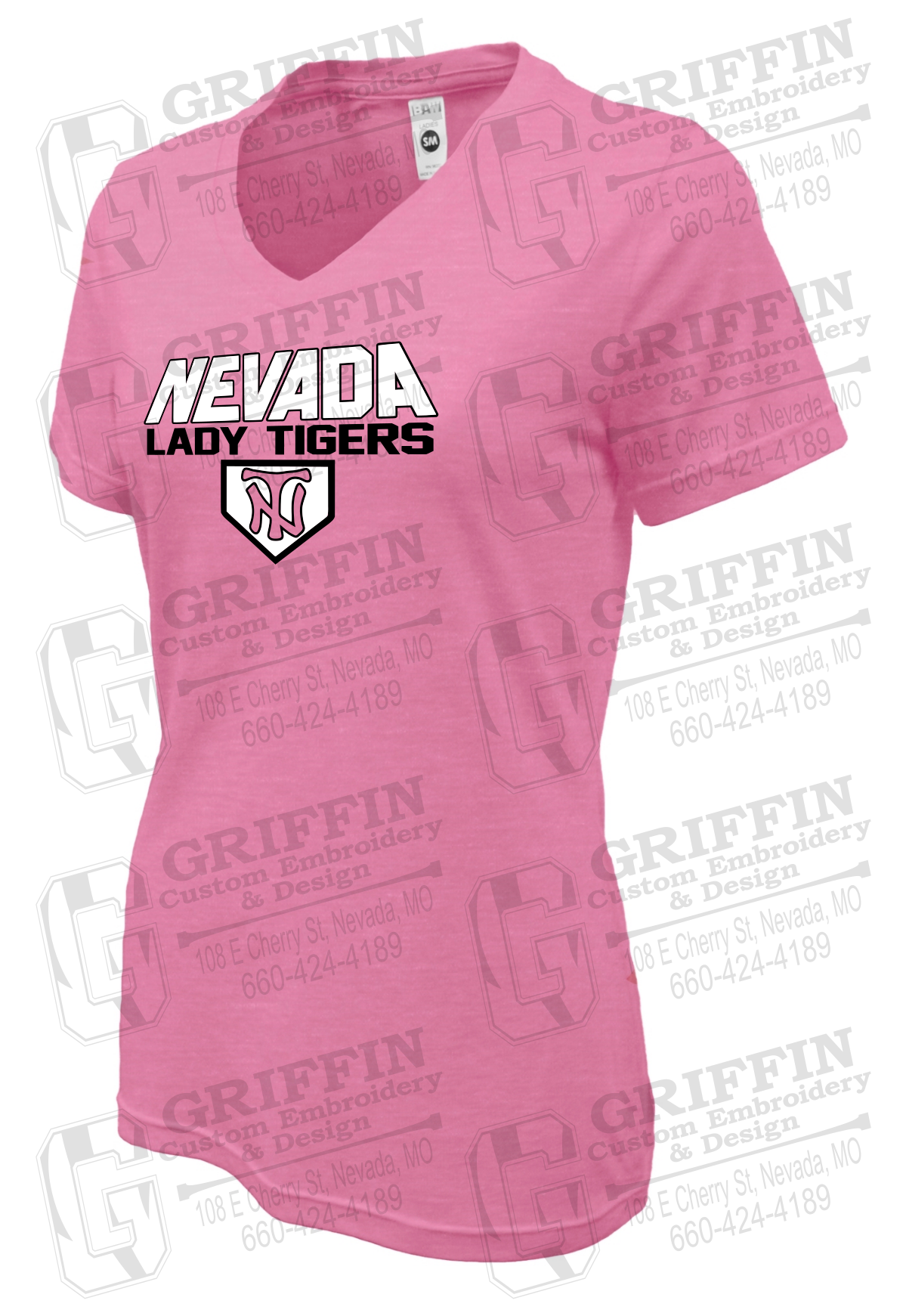 Womens Soft-Tek V-Neck T-Shirt - Softball - Nevada Tigers 26-D