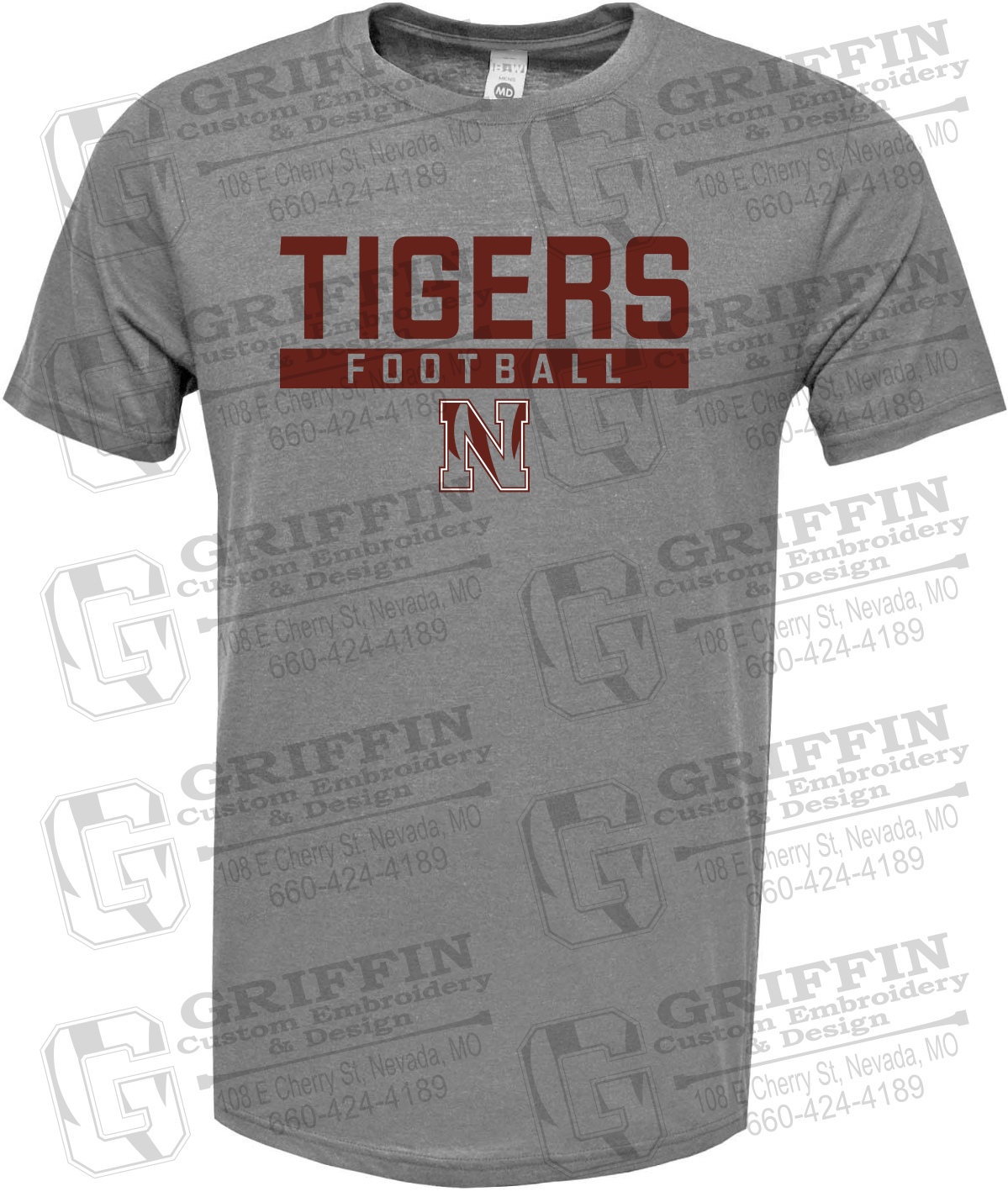 Soft-Tek Short Sleeve T-Shirt - Football - Nevada Tigers 26-E