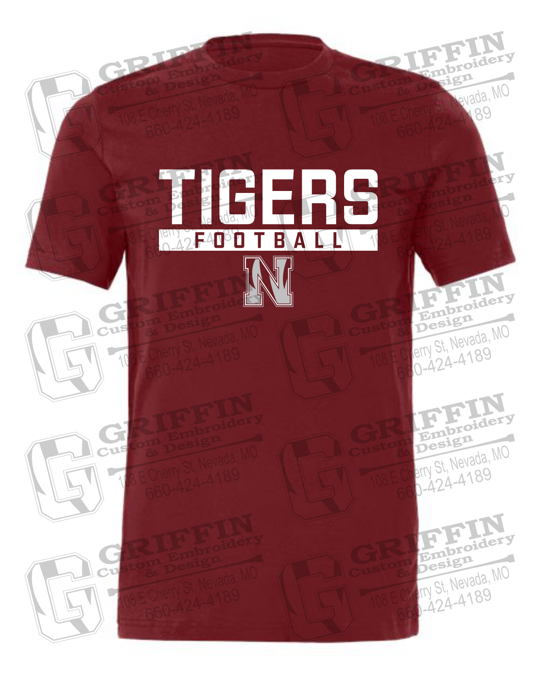 Cotton Short Sleeve T-Shirt - Football - Nevada Tigers 26-E