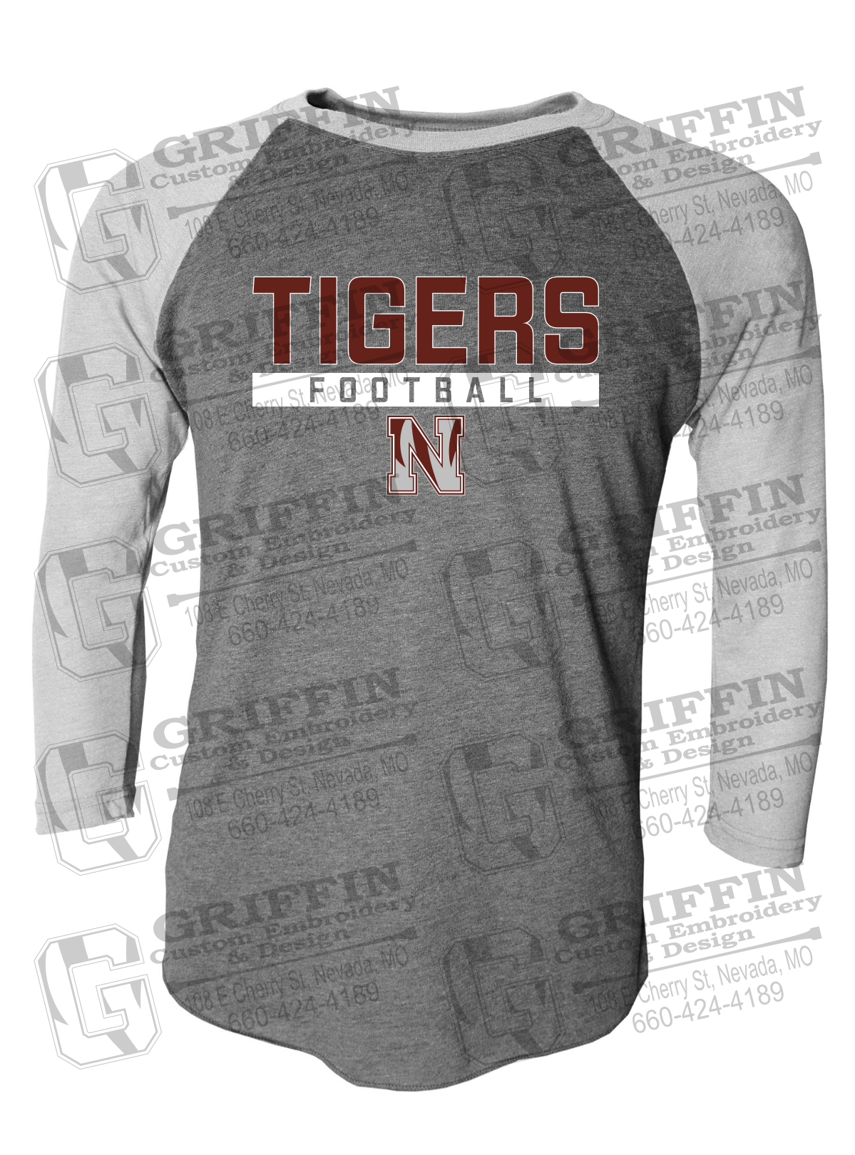 Tri-Blend Raglan Sleeve T-Shirt - Football - Nevada Tigers 26-E