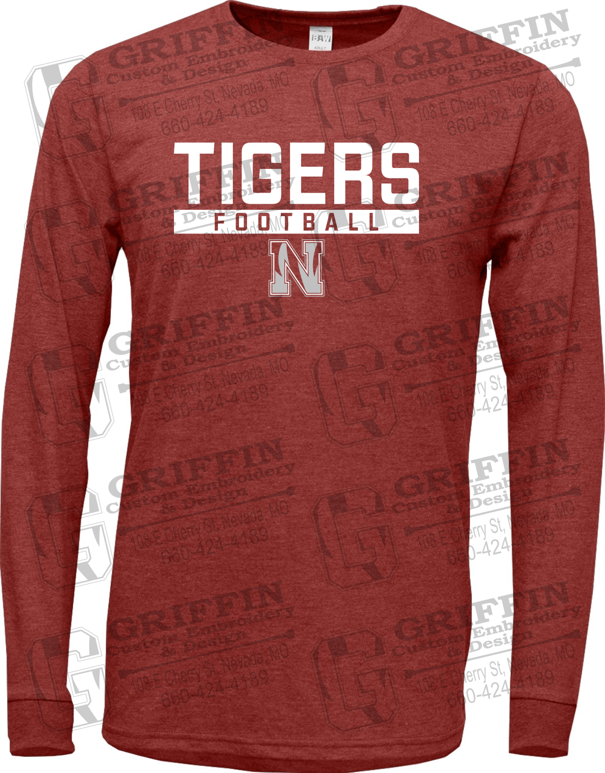 Soft-Tek Long Sleeve T-Shirt - Football - Nevada Tigers 26-E