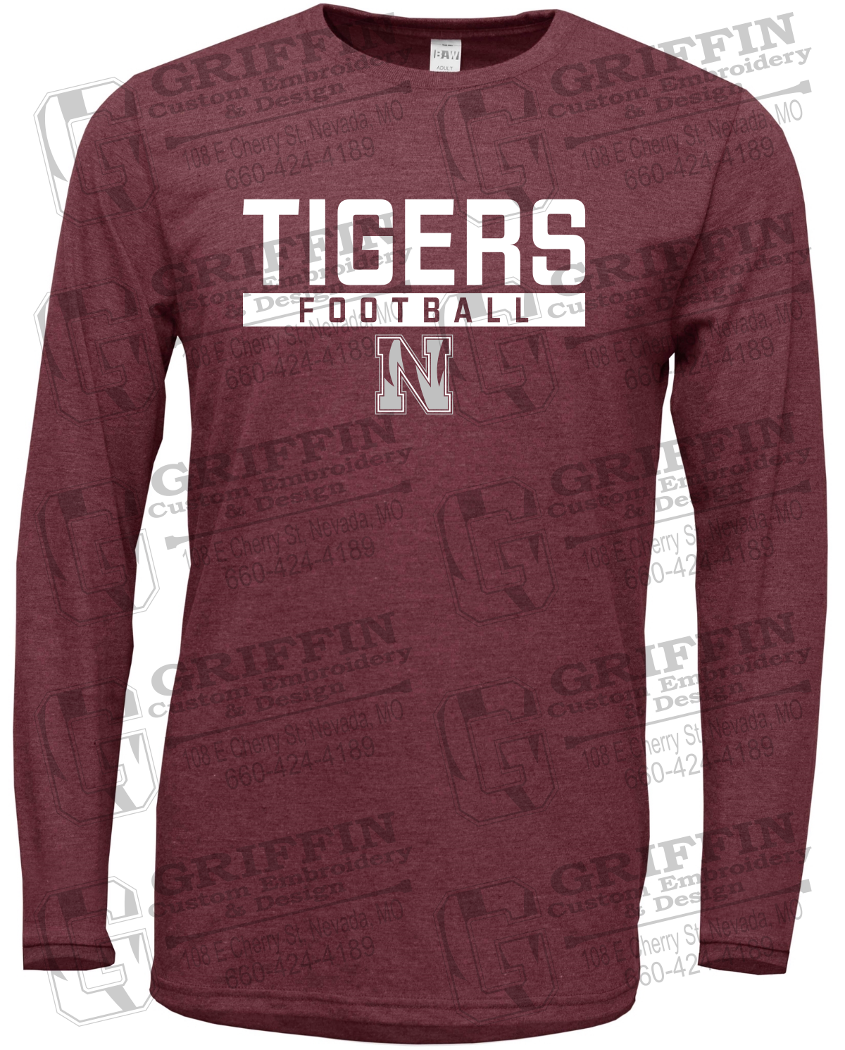 Soft-Tek Long Sleeve T-Shirt - Football - Nevada Tigers 26-E