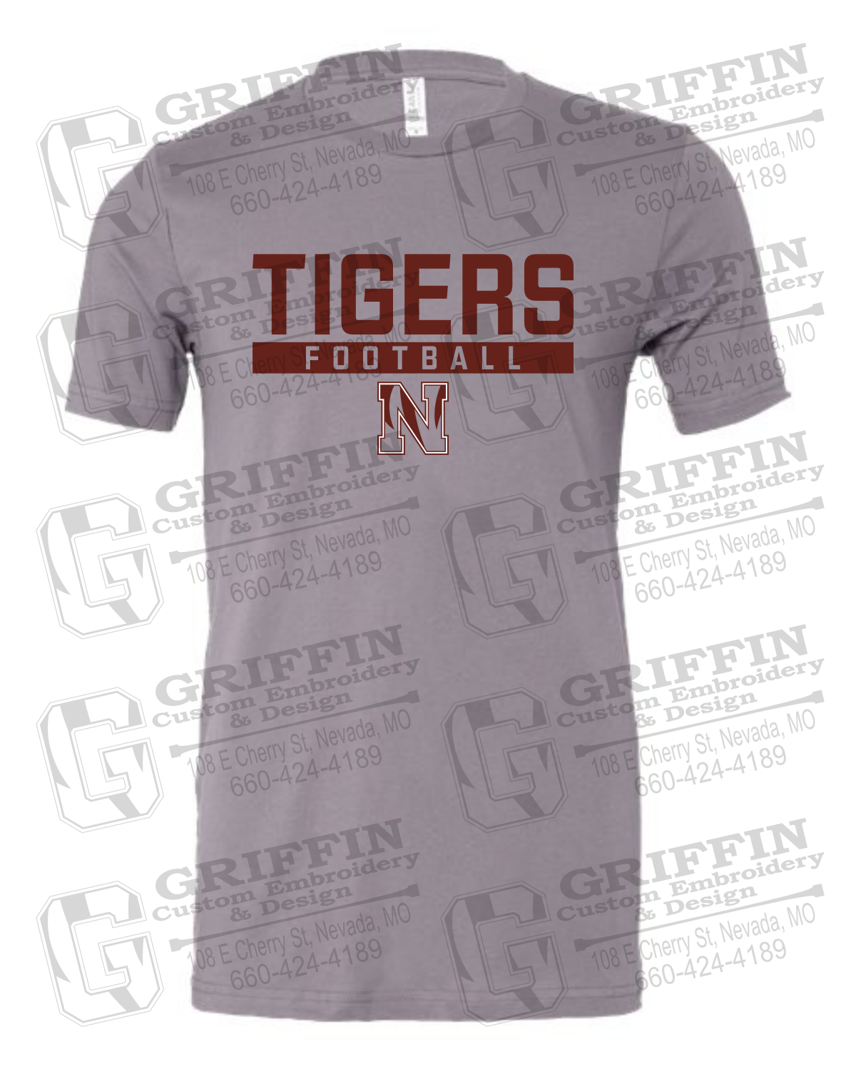 Cotton Short Sleeve T-Shirt - Football - Nevada Tigers 26-E