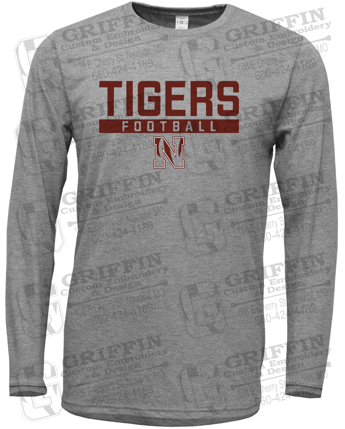 Soft-Tek Long Sleeve T-Shirt - Football - Nevada Tigers 26-E