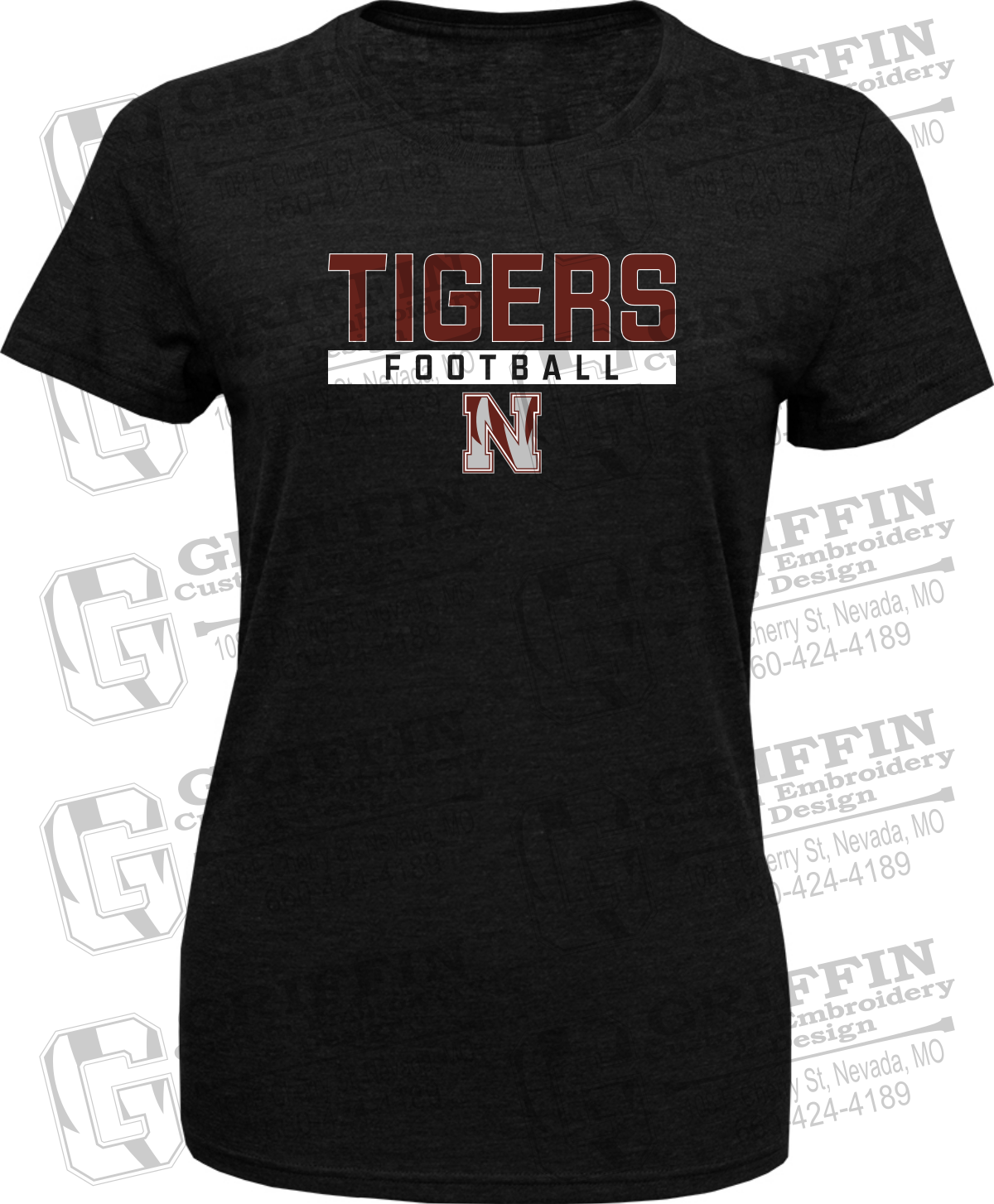 Womens Tri-Blend T-Shirt - Football - Nevada Tigers 26-E