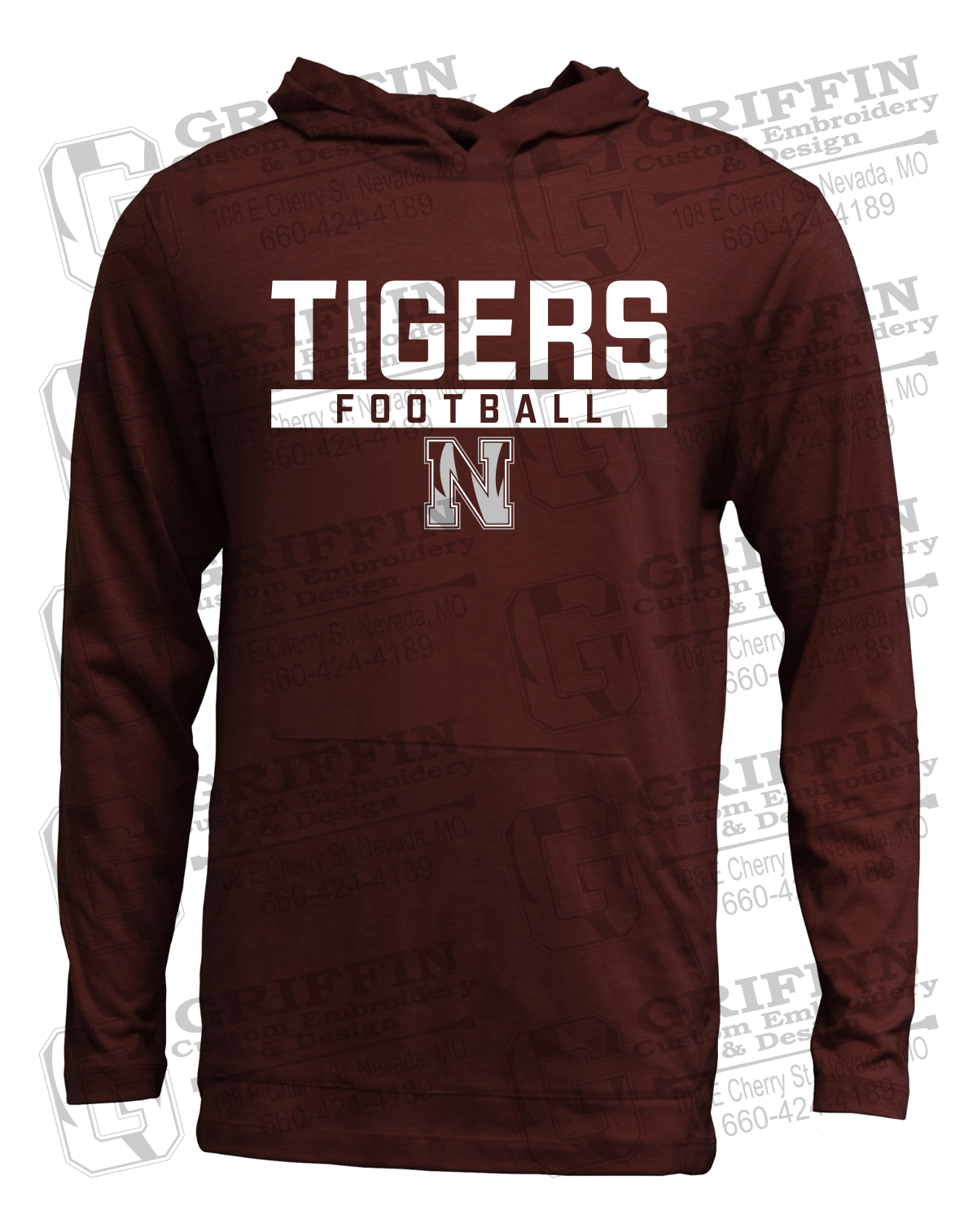 Soft-Tek T-Shirt Hoodie - Football - Nevada Tigers 26-E