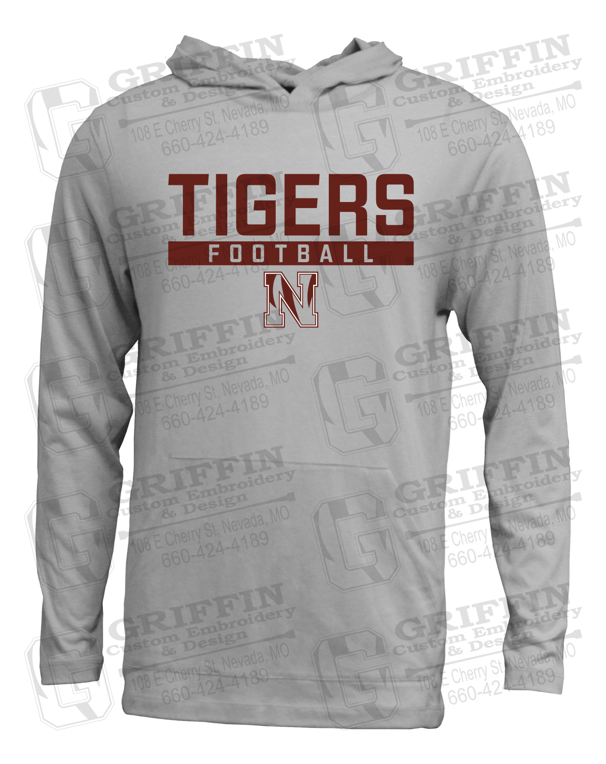 Soft-Tek T-Shirt Hoodie - Football - Nevada Tigers 26-E