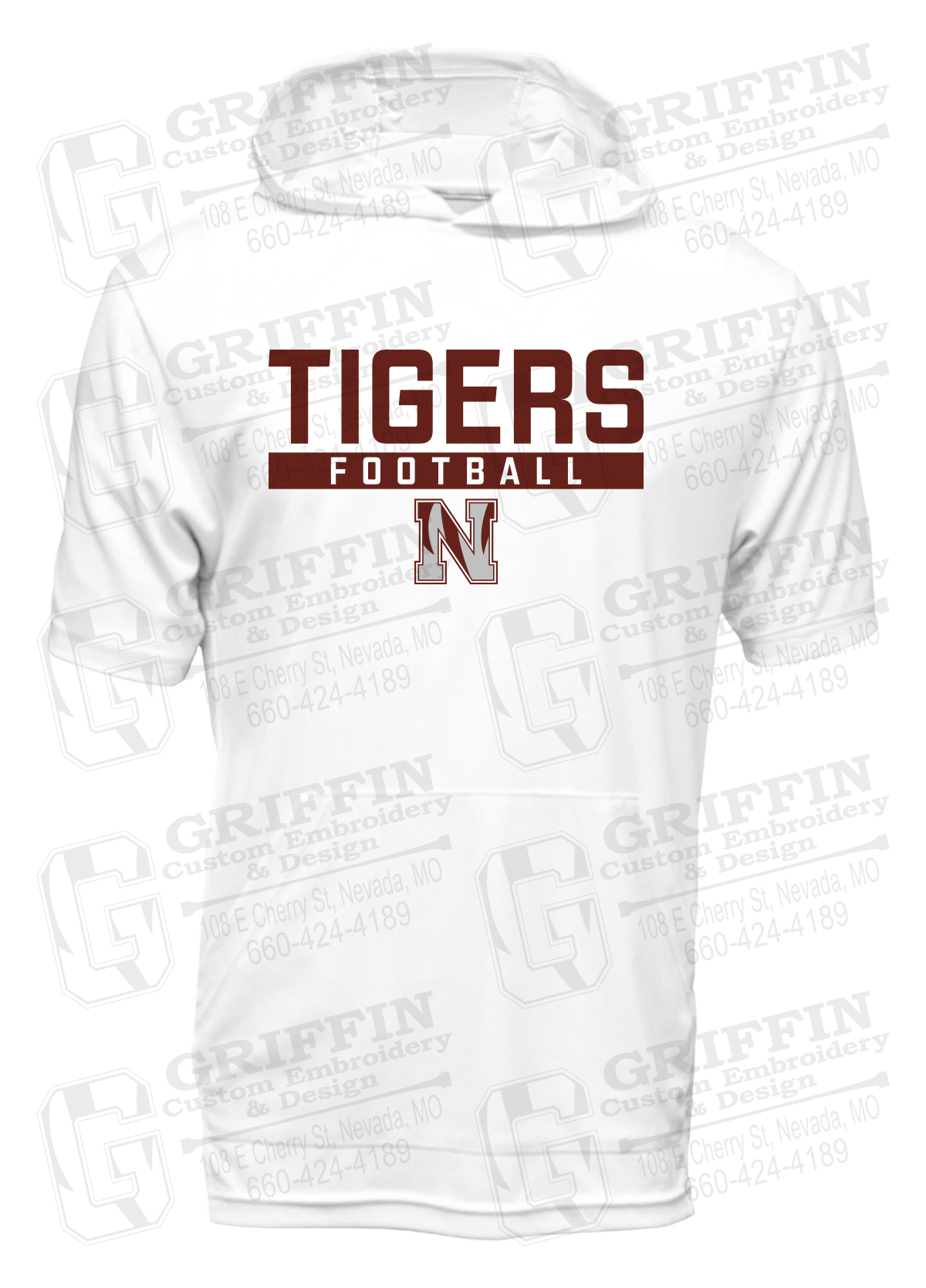 Dry-Fit Short Sleeve T-Shirt Hoodie - Football - Nevada Tigers 26-E