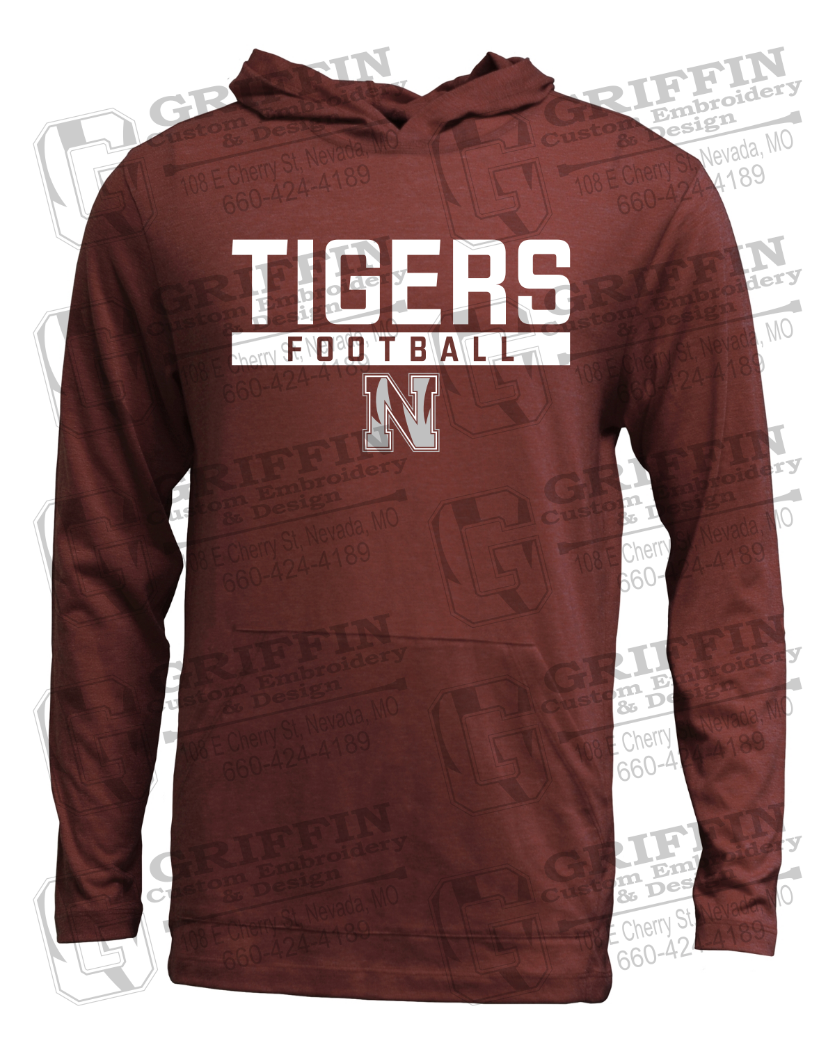 Soft-Tek T-Shirt Hoodie - Football - Nevada Tigers 26-E
