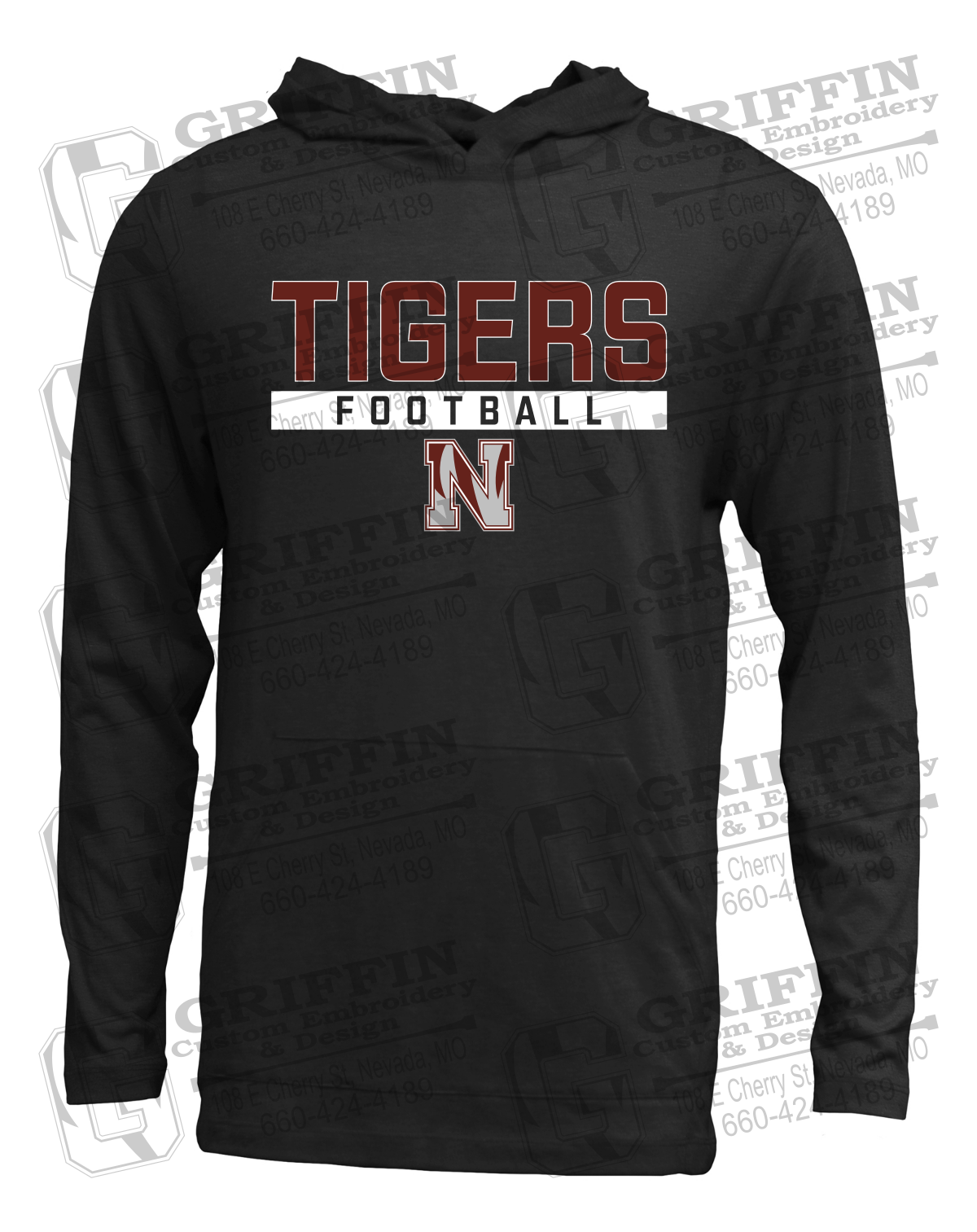 Soft-Tek T-Shirt Hoodie - Football - Nevada Tigers 26-E