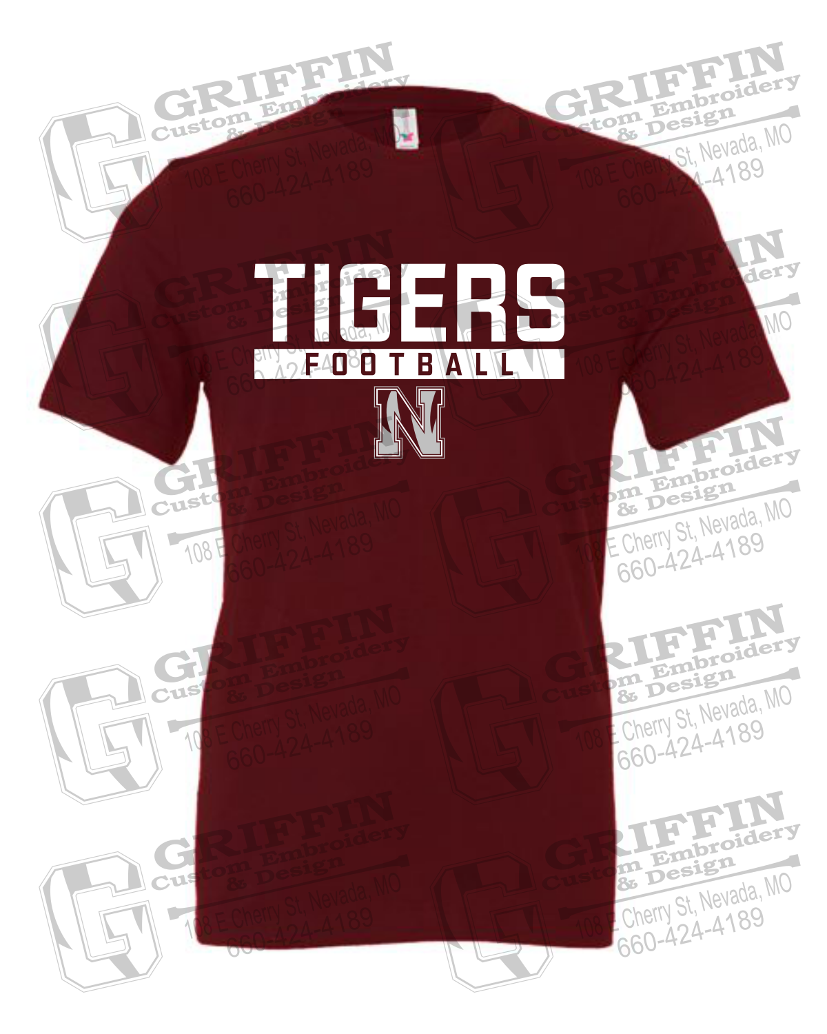 Cotton Short Sleeve T-Shirt - Football - Nevada Tigers 26-E