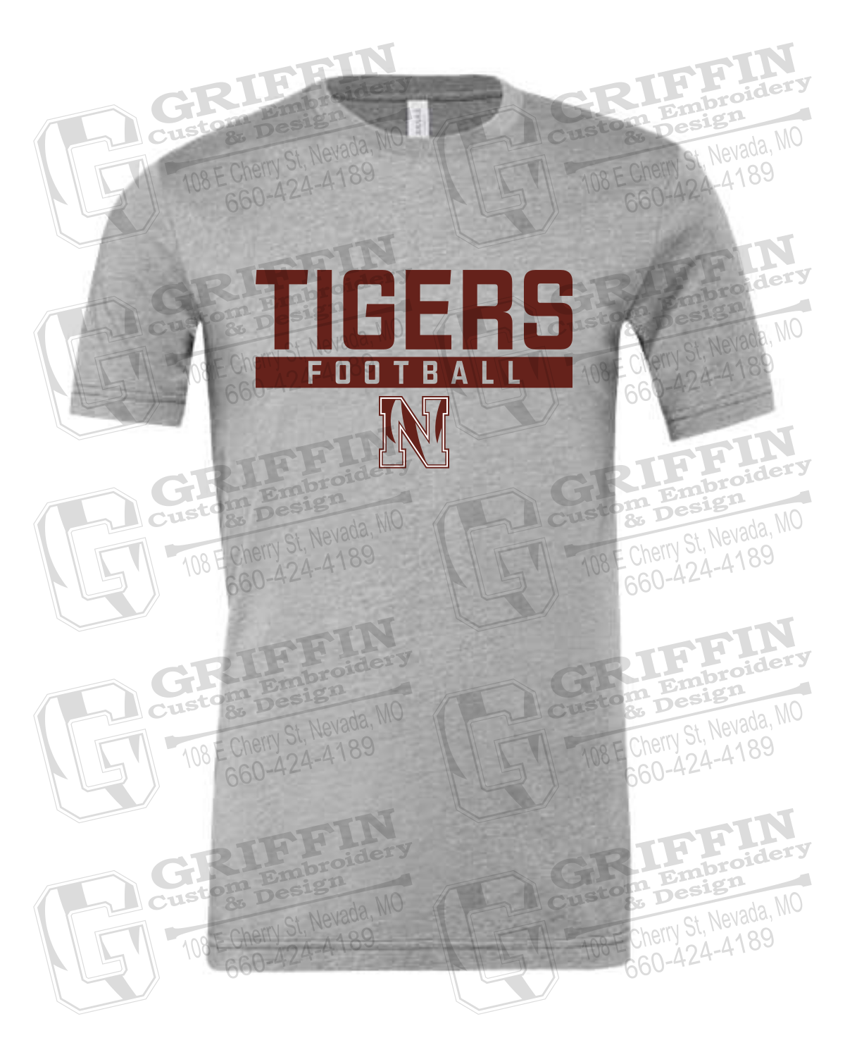 Cotton Short Sleeve T-Shirt - Football - Nevada Tigers 26-E