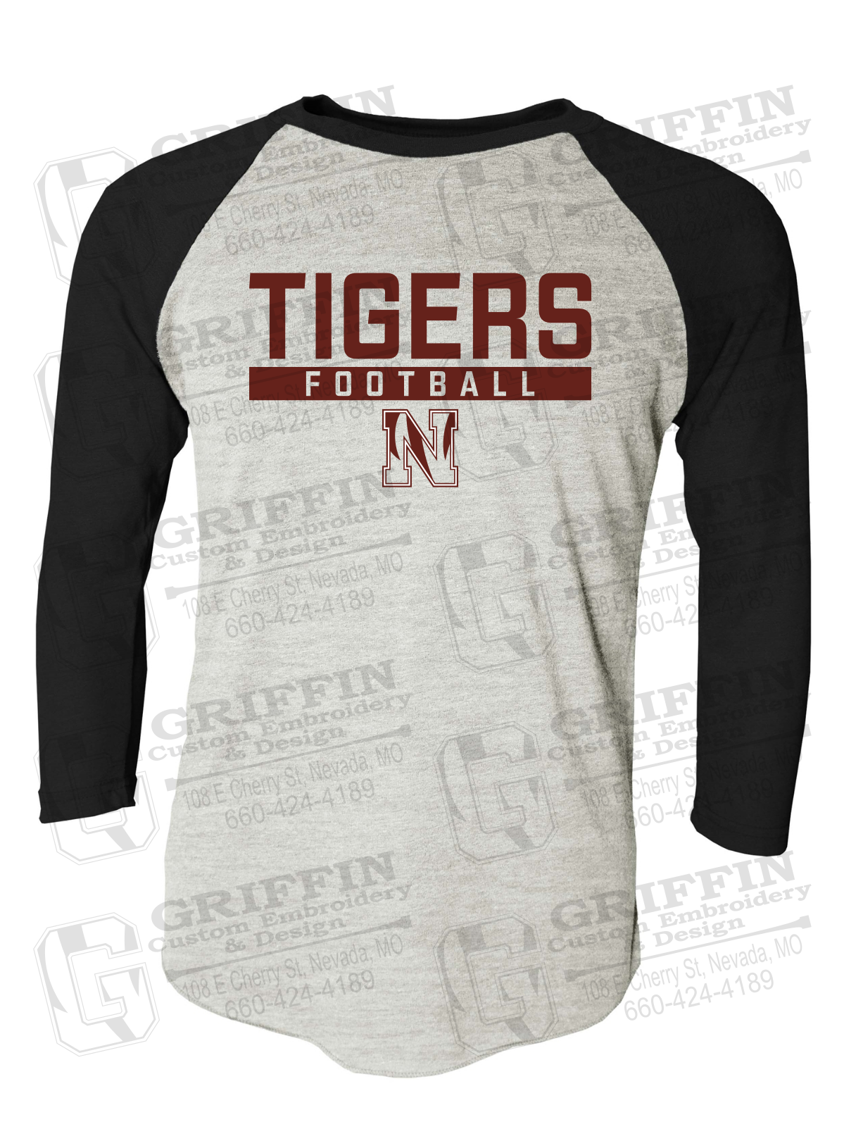 Tri-Blend Raglan Sleeve T-Shirt - Football - Nevada Tigers 26-E