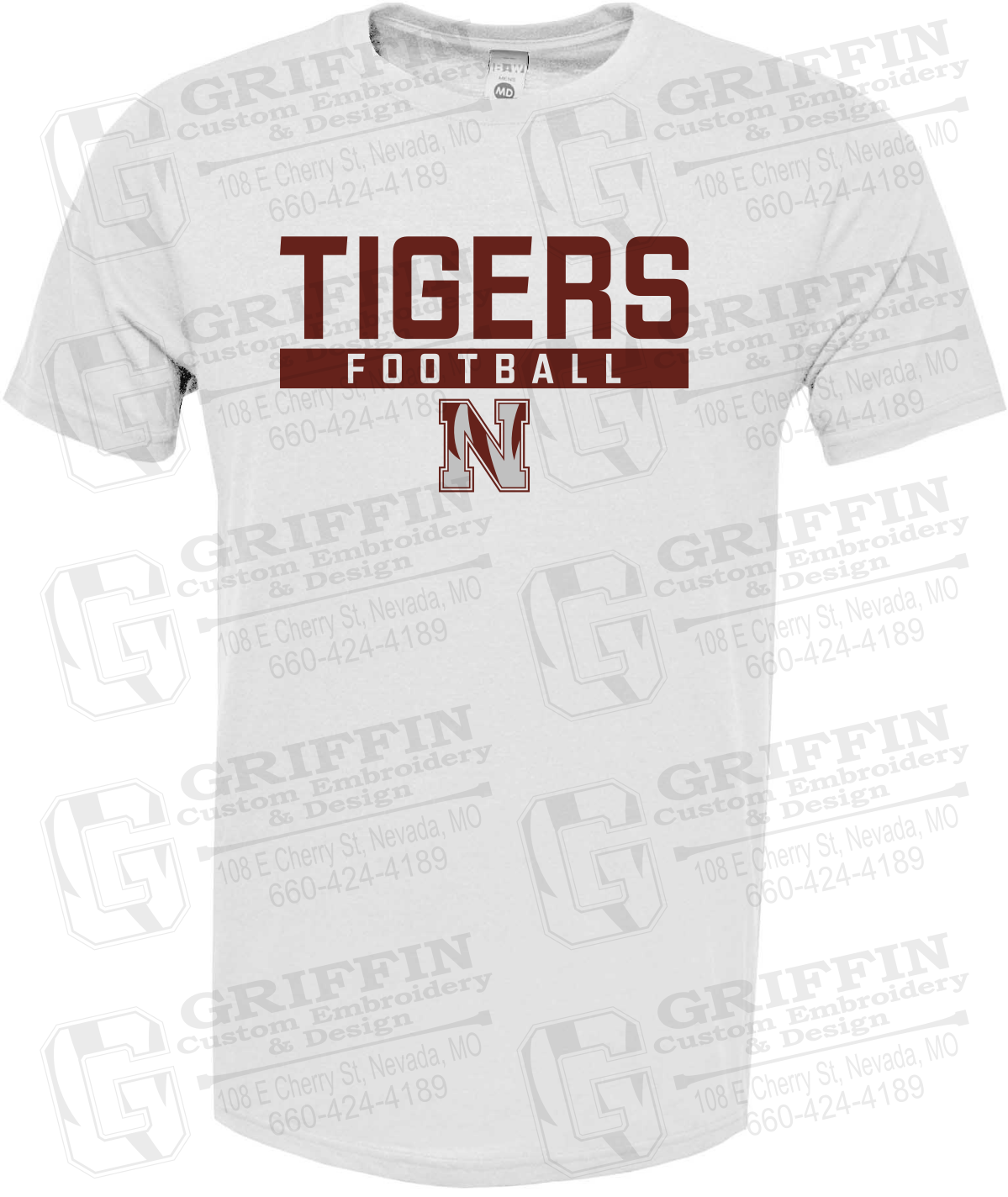 Soft-Tek Short Sleeve T-Shirt - Football - Nevada Tigers 26-E