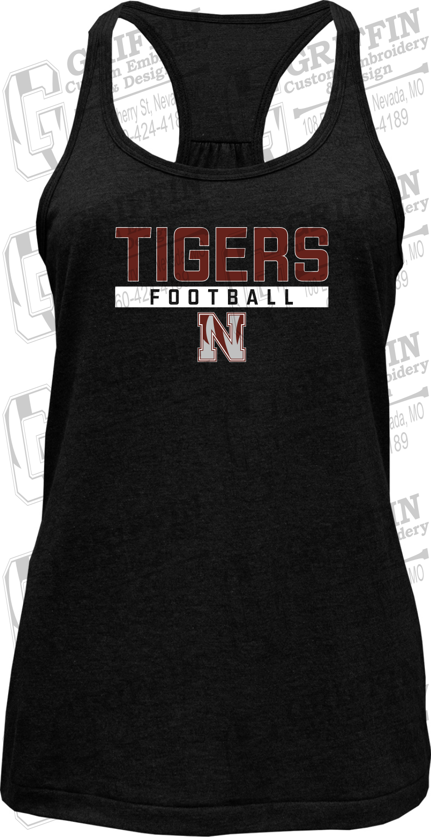 Womens Tri-Blend Tank Top - Football - Nevada Tigers 26-E